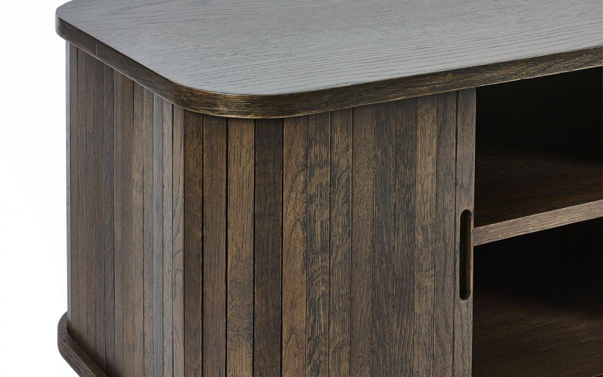 Product photograph of Tambour Dark Oak Ribbed 160cm Tv Unit from Choice Furniture Superstore.