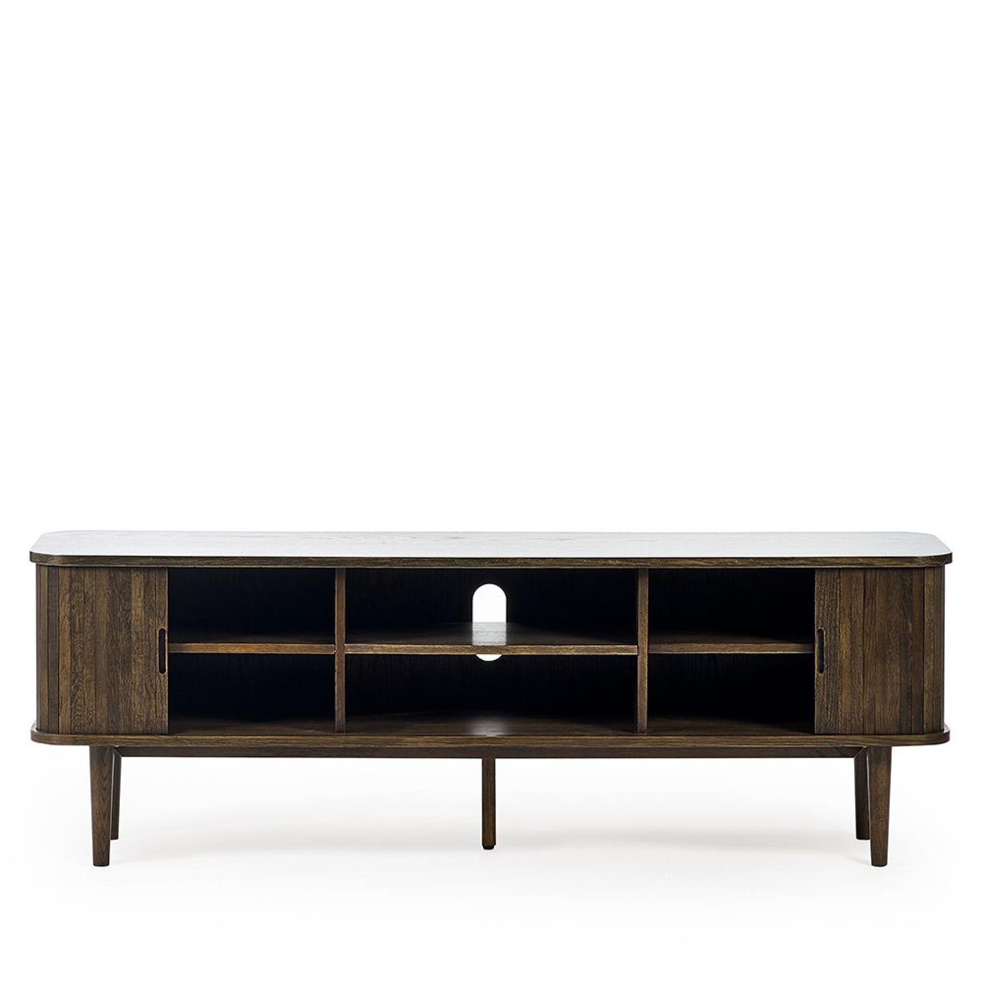 Tv Unit Ribbed Oak Buy Arya Ribbed Dark Oak 160cm TV Unit The Furnshop