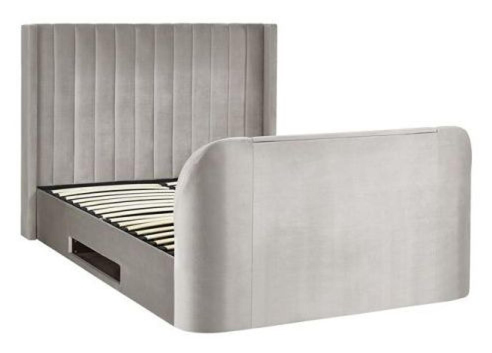 Product photograph of Clara Light Grey Fabric Liftup Ottoman Tv Bed from Choice Furniture Superstore.