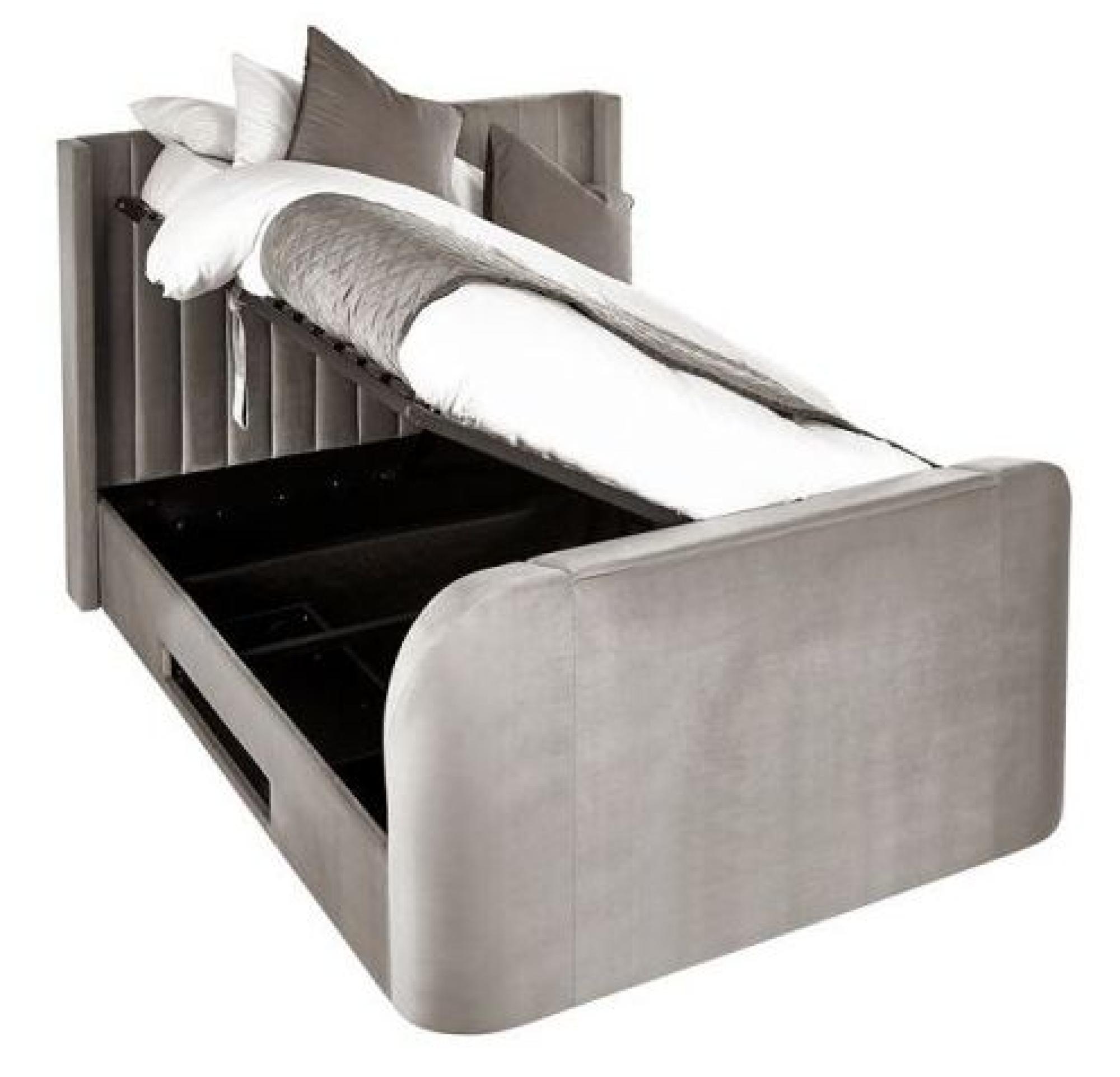 Product photograph of Clara Light Grey Fabric Liftup Ottoman Tv Bed from Choice Furniture Superstore.