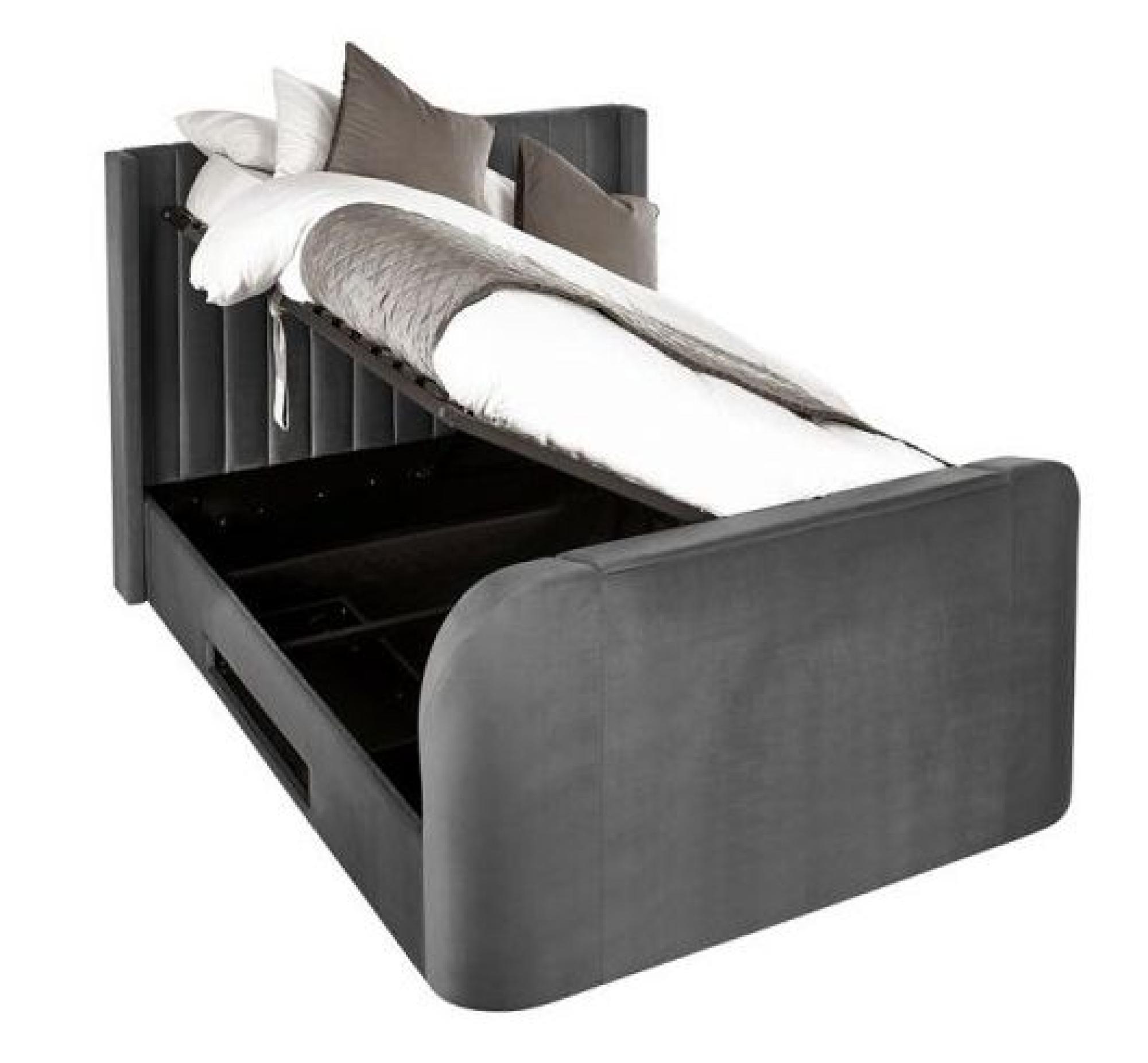 Product photograph of Clara Dark Grey Fabric Liftup Ottoman Tv Bed from Choice Furniture Superstore.