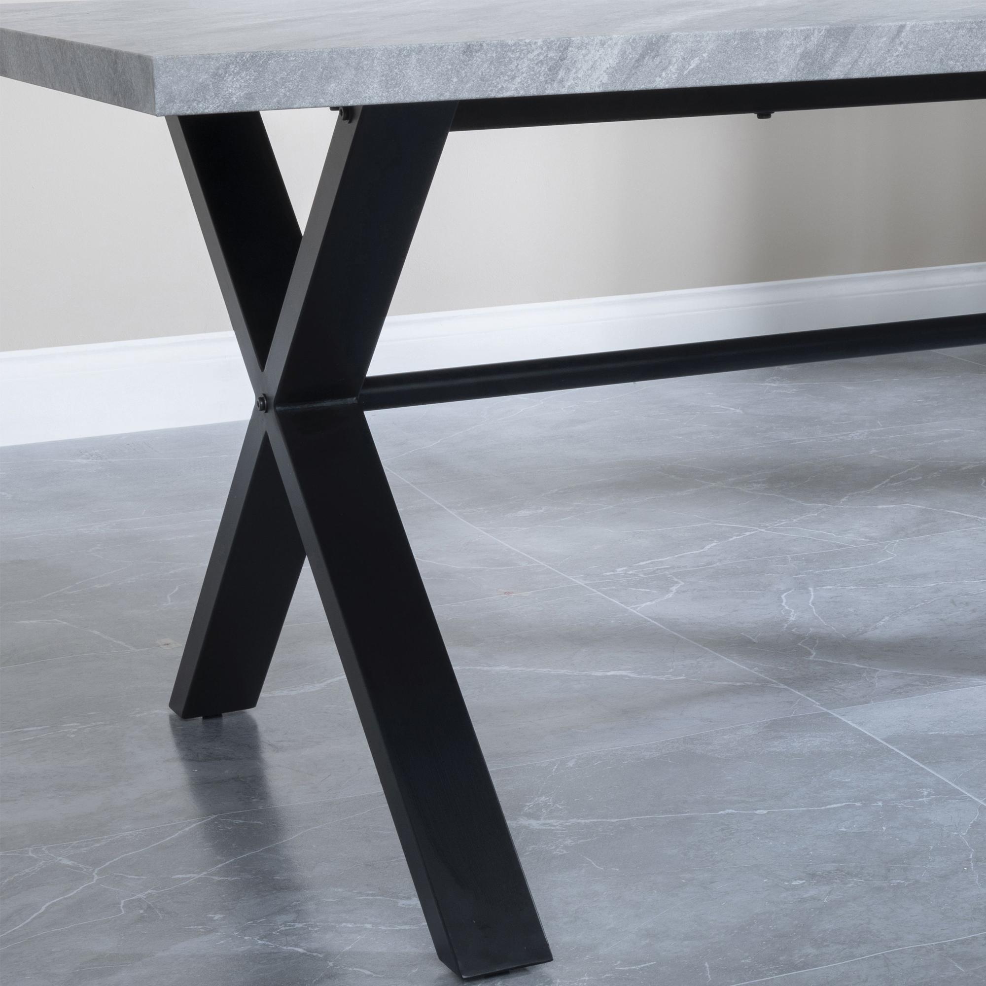 Product photograph of Ezra Grey Concrete Effect Dining Set With Cross Legs - Ion Orange Velvet Fabric Swivel Dining Chair from Choice Furniture Superstore.