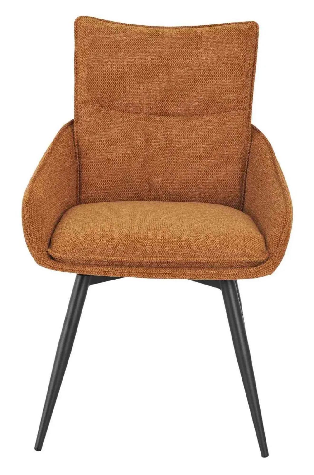 Product photograph of Ezra Industrial Oak Effect Dining Set With Cross Legs - Ace Orange Fabric Swivel Dining Chair from Choice Furniture Superstore.
