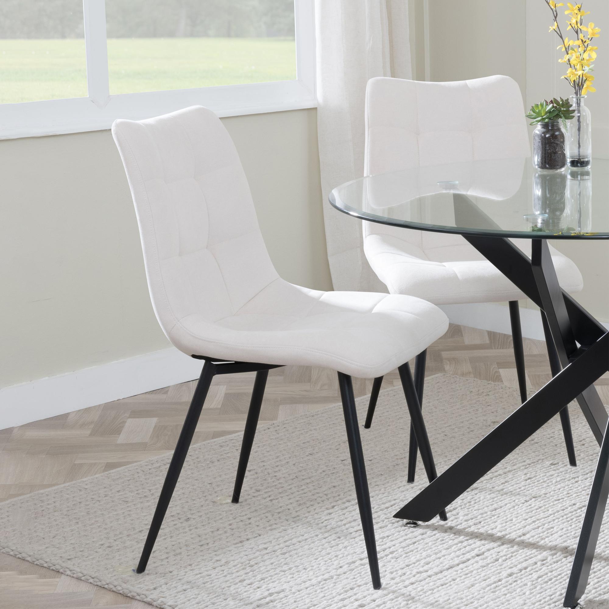 Product photograph of Ezra Industrial Oak Effect Dining Set With Cross Legs - Corona Beige Fabric Dining Chair from Choice Furniture Superstore.
