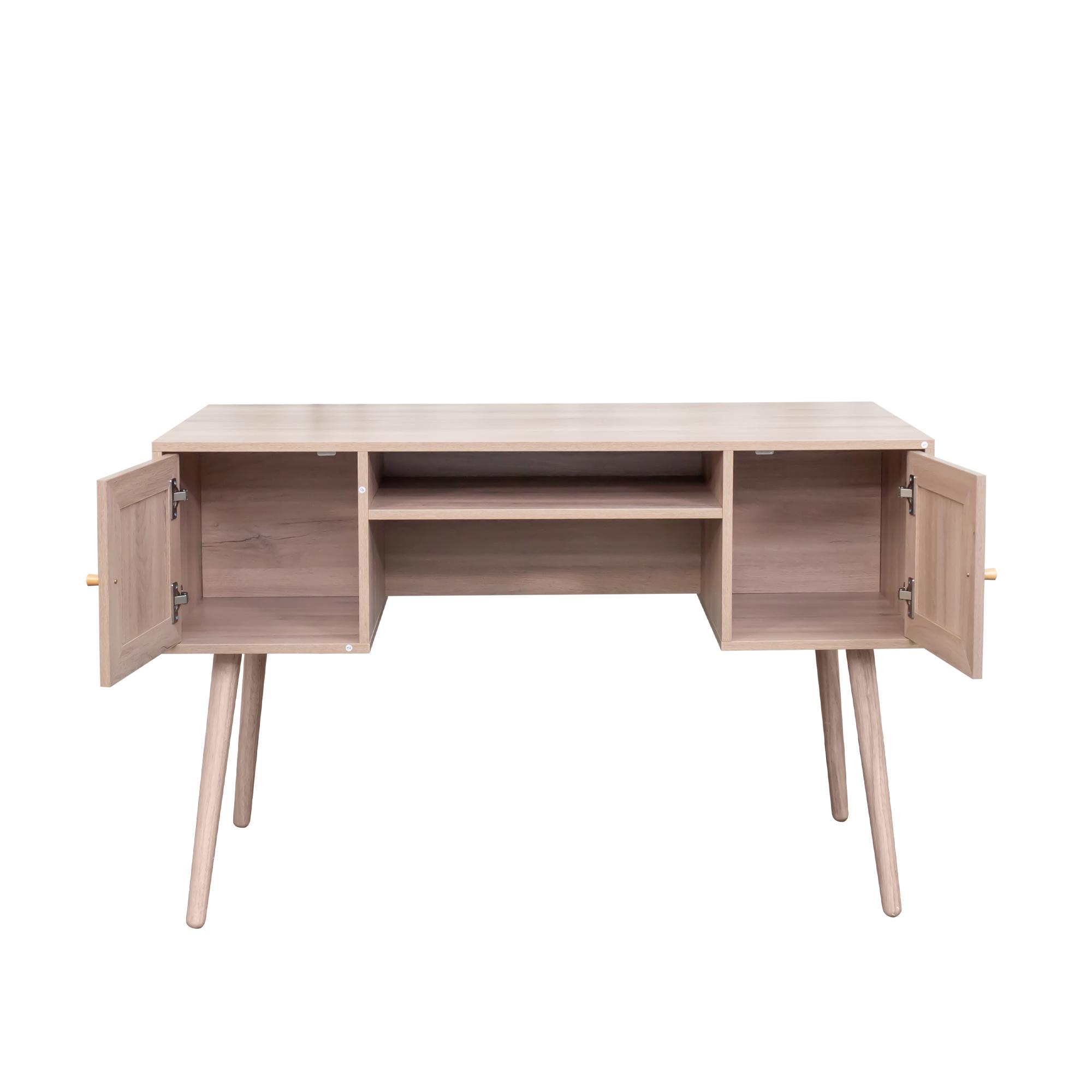 Product photograph of Ferrero Natural And Woven Rattan 2 Drawer Desk from Choice Furniture Superstore.