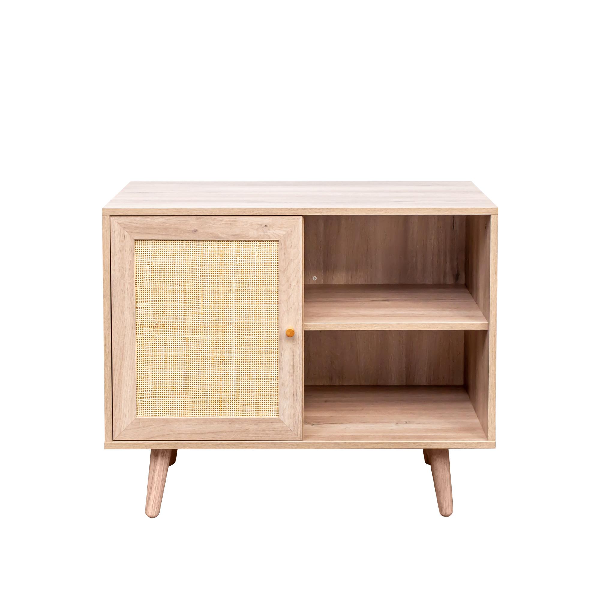 Product photograph of Ferrero Natural And Woven Rattan 1 Door Cabinet from Choice Furniture Superstore.