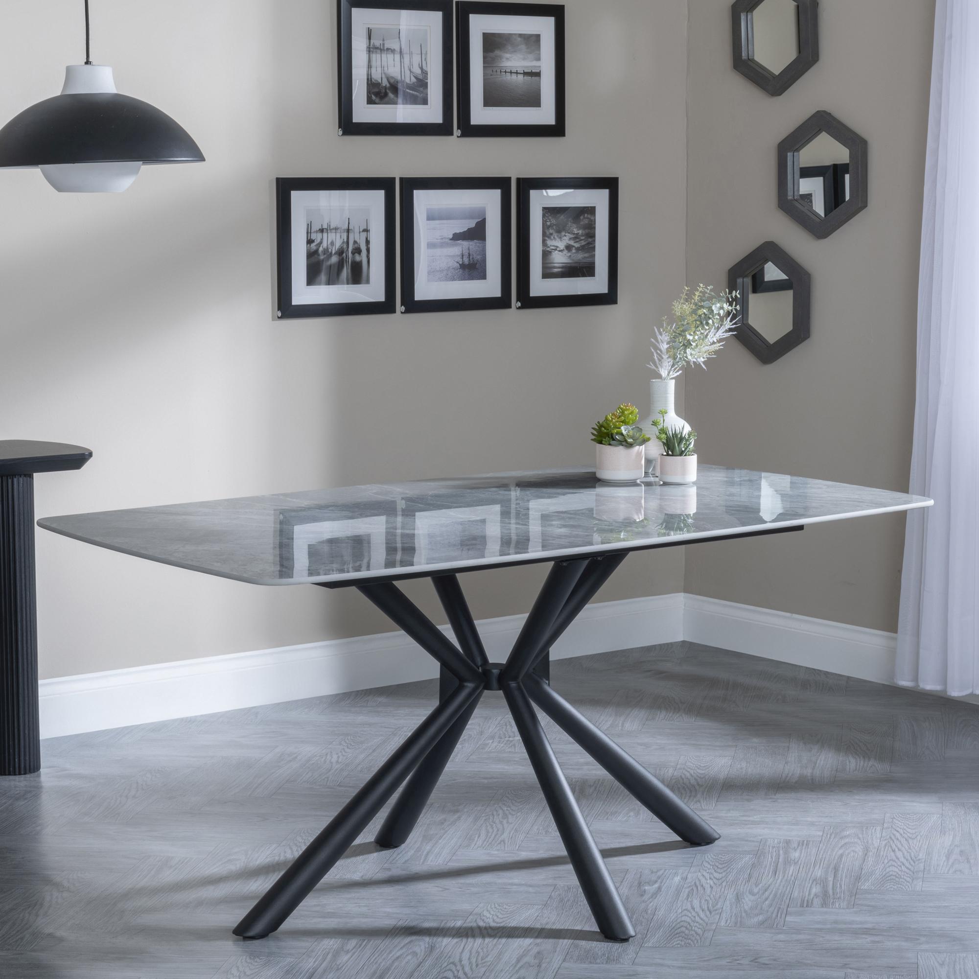 Product photograph of Ripon Grey Ceramic Dining Set - Boden Green Fabric Swivel Dining Chair from Choice Furniture Superstore.