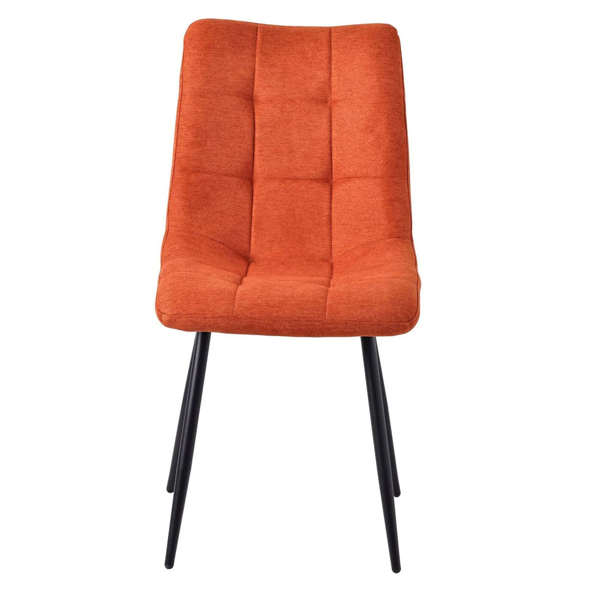 Product photograph of Ezra Industrial Oak Effect Dining Set With Spider Legs - Corona Orange Fabric Dining Chair from Choice Furniture Superstore.