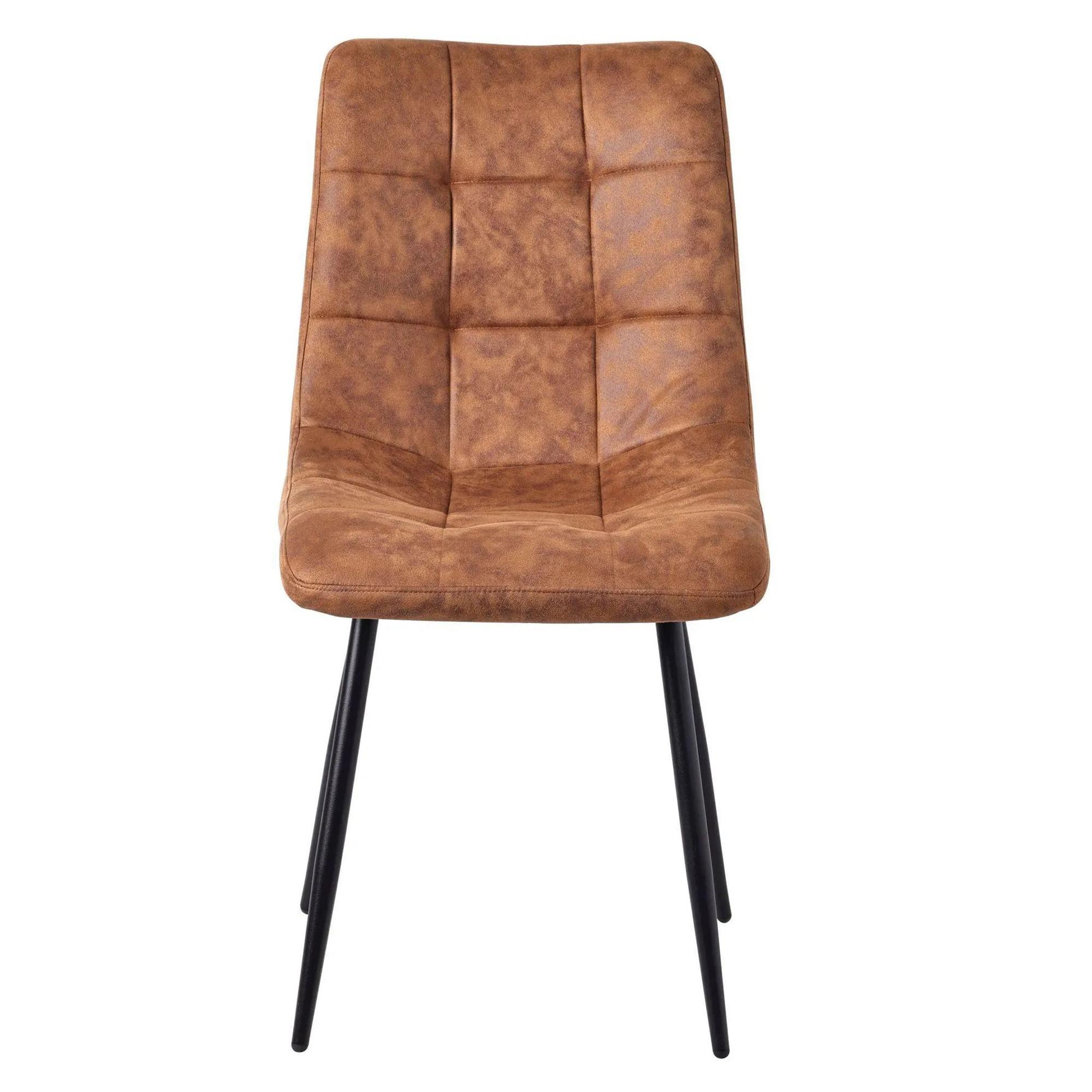 Product photograph of Ezra Industrial Oak Effect Dining Set With Spider Legs - Corona Brown Fabric Dining Chair from Choice Furniture Superstore.