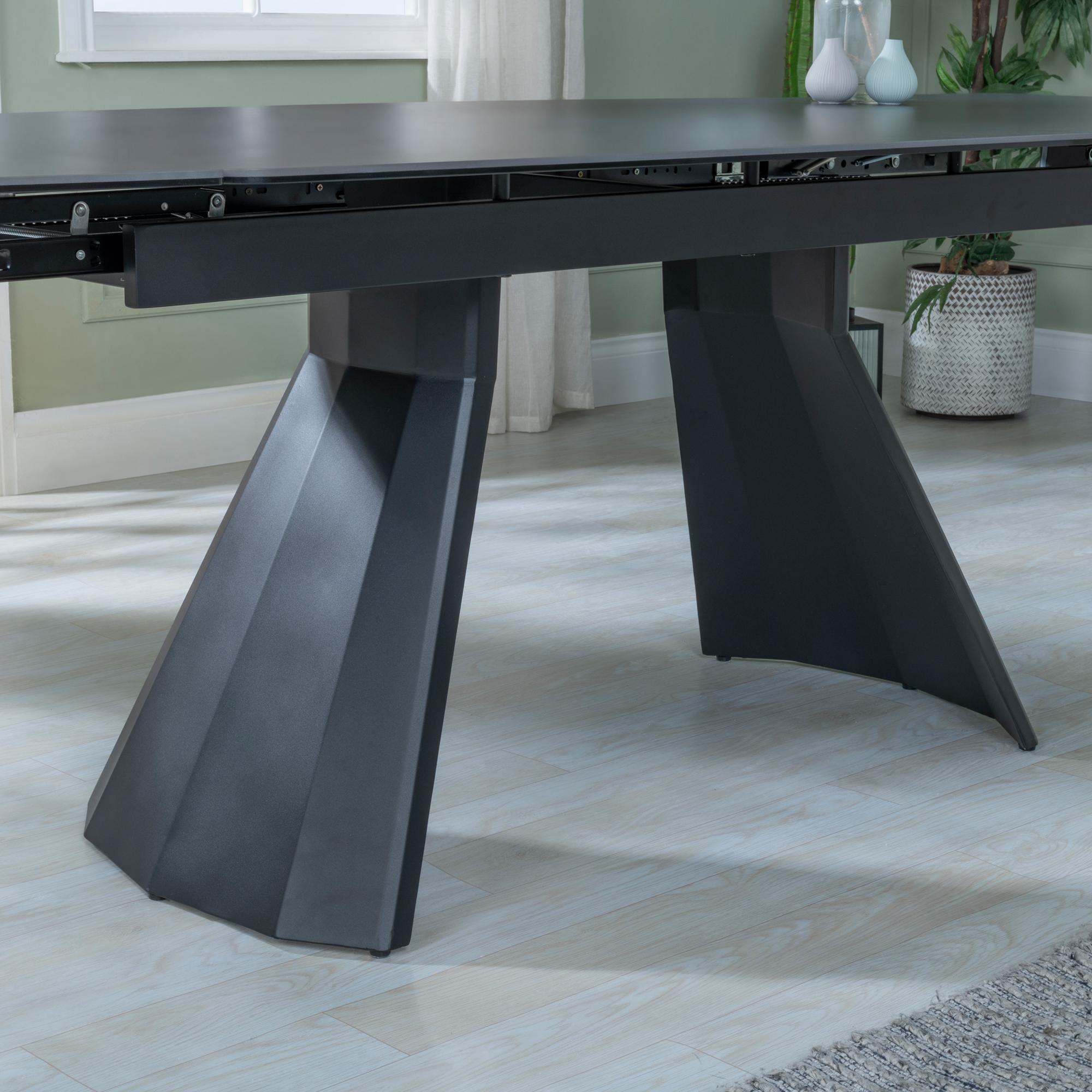 Product photograph of Kinston Black Ceramic Extending Dining Set - Diego Grey Leather Swivel Dining Chair - Get 2 Chairs Free from Choice Furniture Superstore.