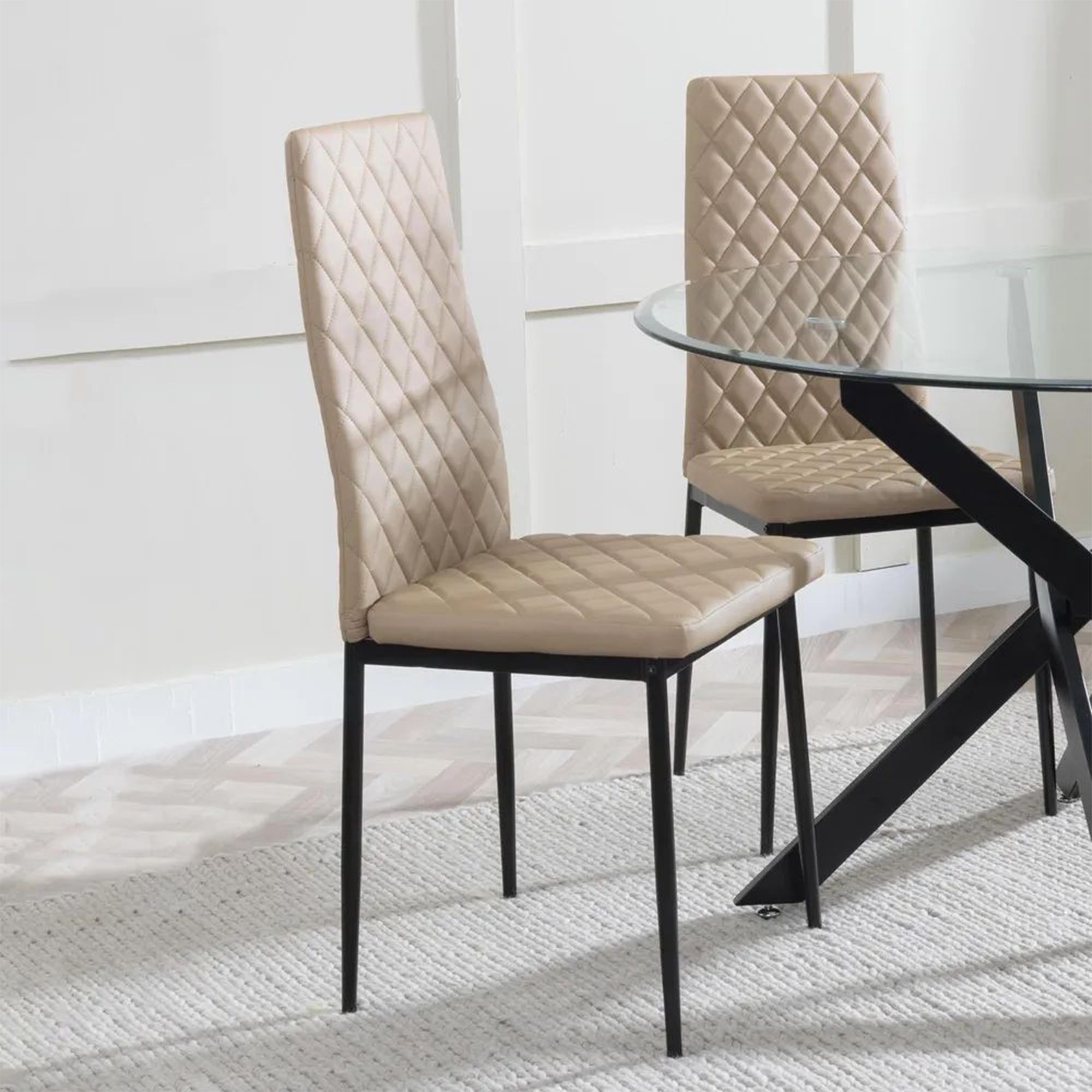 Product photograph of Camilla Grey Ceramic 4 Seater Dining Set - 4 Metro Cappuccino Leather Dining Chair With Black Legs from Choice Furniture Superstore.