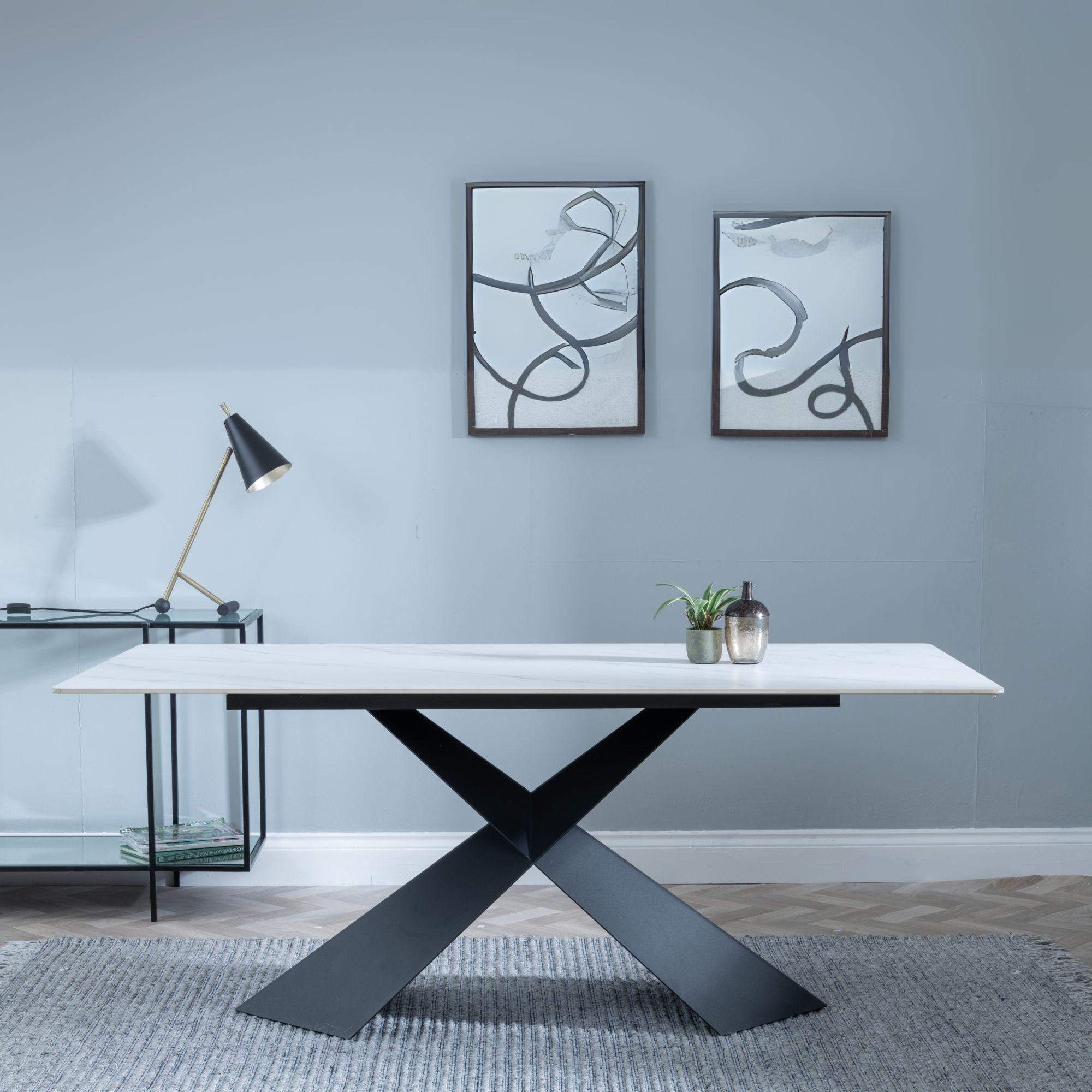 Product photograph of Merlin White Ceramic Dining Set - Kiefer Cream Boucle Fabric Dining Chair from Choice Furniture Superstore.