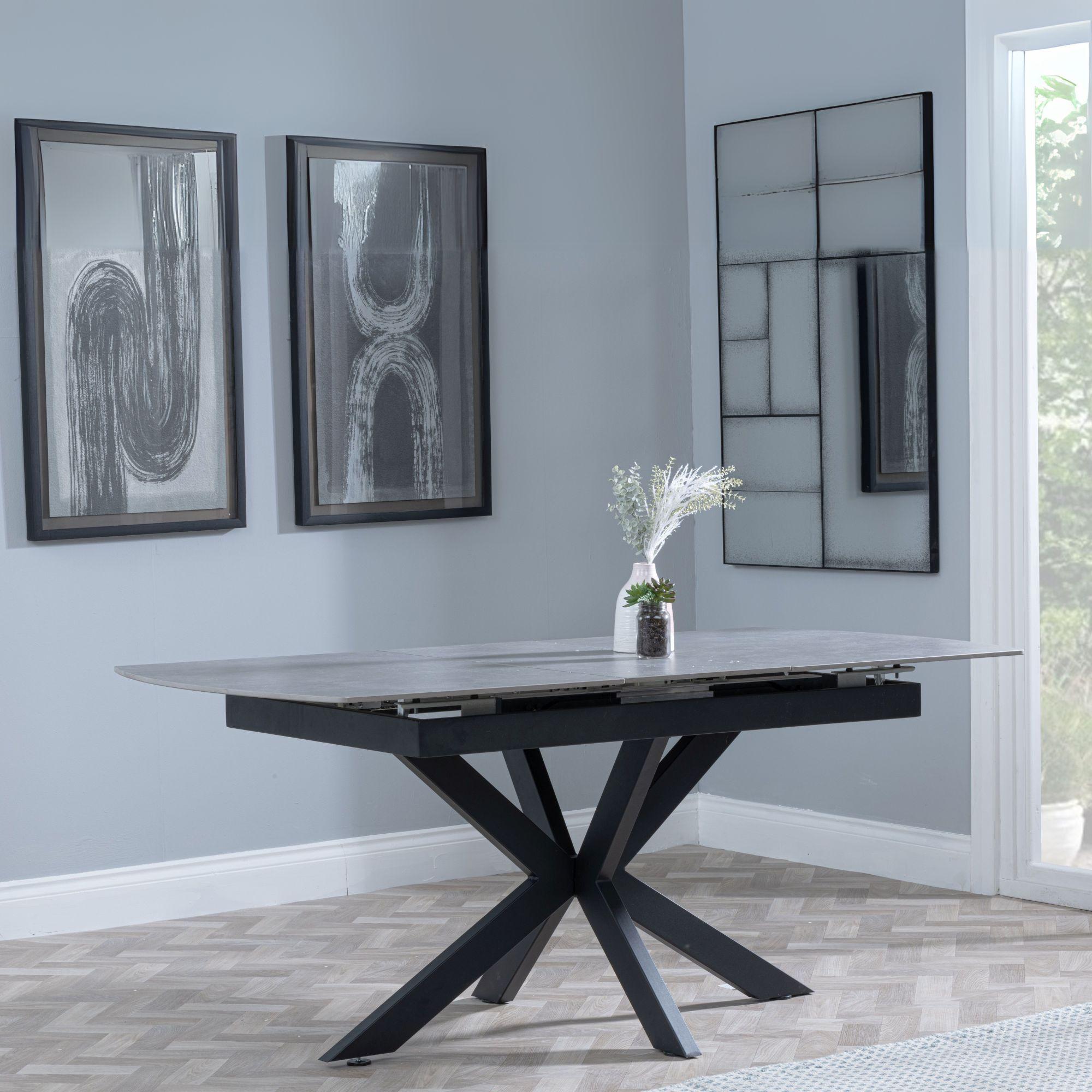 Product photograph of Bari Grey Ceramic Extending Dining Set - Ion Cream Boucle Teddy Fabric Swivel Dining Chair from Choice Furniture Superstore.
