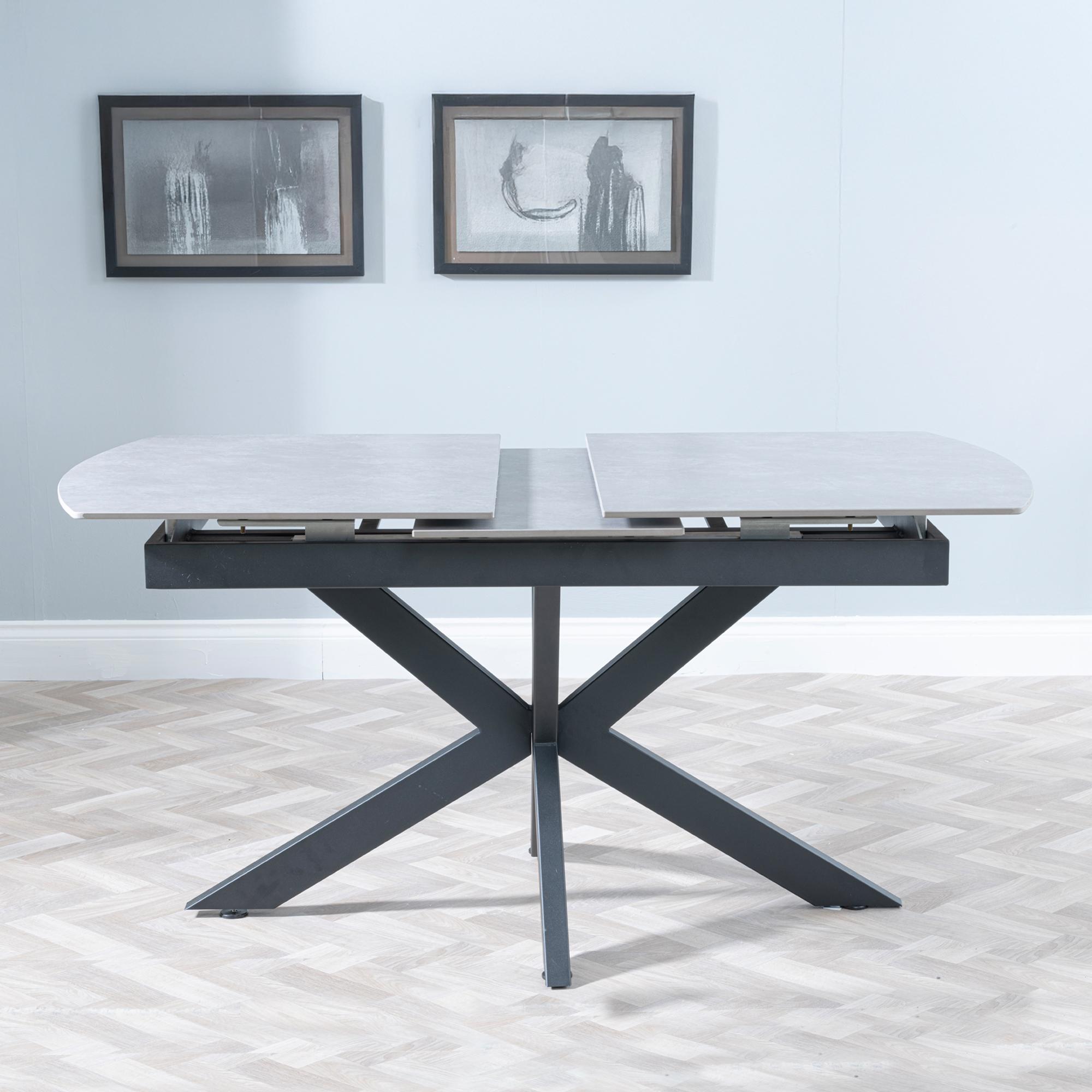 Product photograph of Bari Grey Ceramic Extending Dining Set - Ion Cream Boucle Teddy Fabric Swivel Dining Chair from Choice Furniture Superstore.