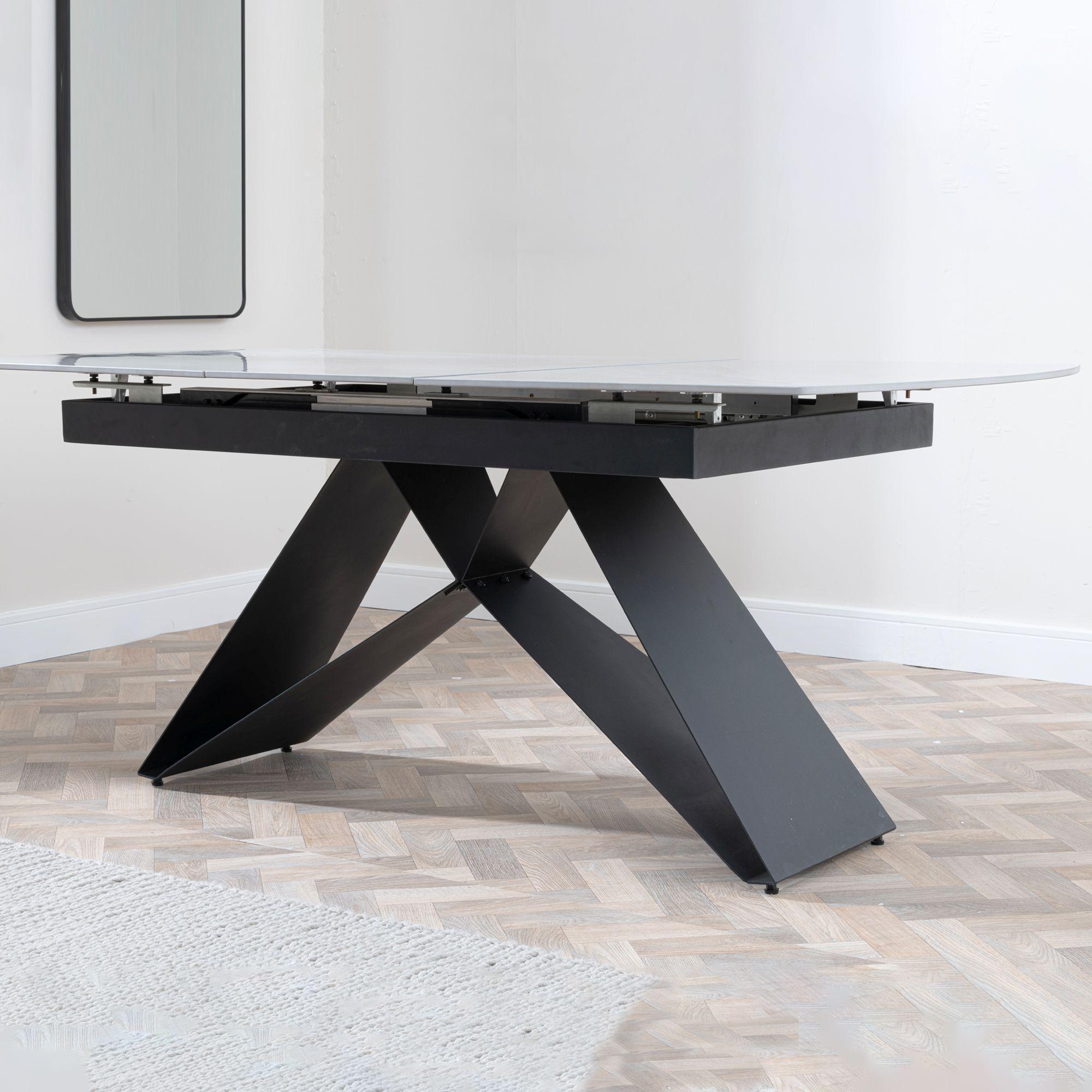 Product photograph of Westin Grey Ceramic Extending Dining Set - Peyton Green Fabric Dining Chair from Choice Furniture Superstore.