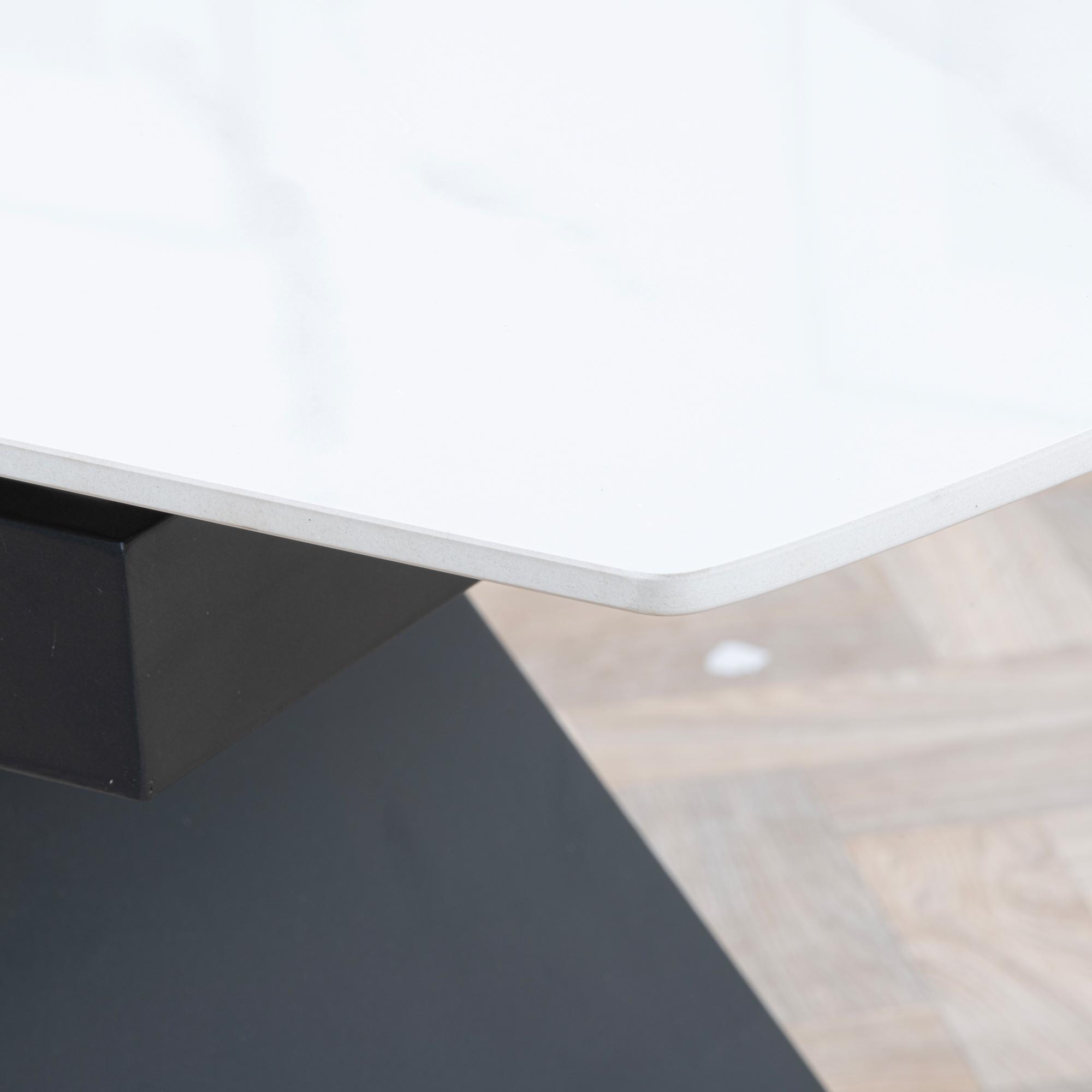 Product photograph of Westin White Ceramic Extending Dining Set - Theo Dark Grey Fabric Swivel Dining Chair from Choice Furniture Superstore.