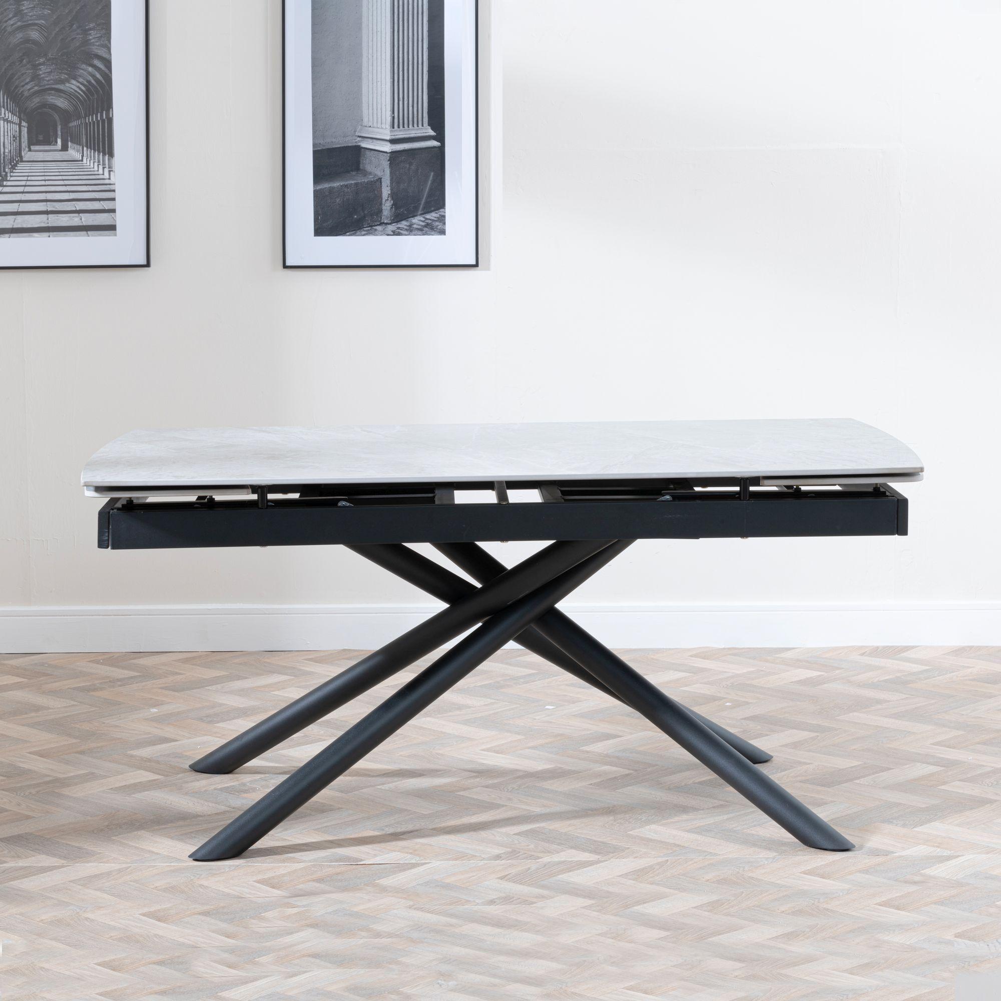 Product photograph of Apollo Grey Ceramic Extending Dining Set - Ace Grey Fabric Swivel Dining Chair from Choice Furniture Superstore.