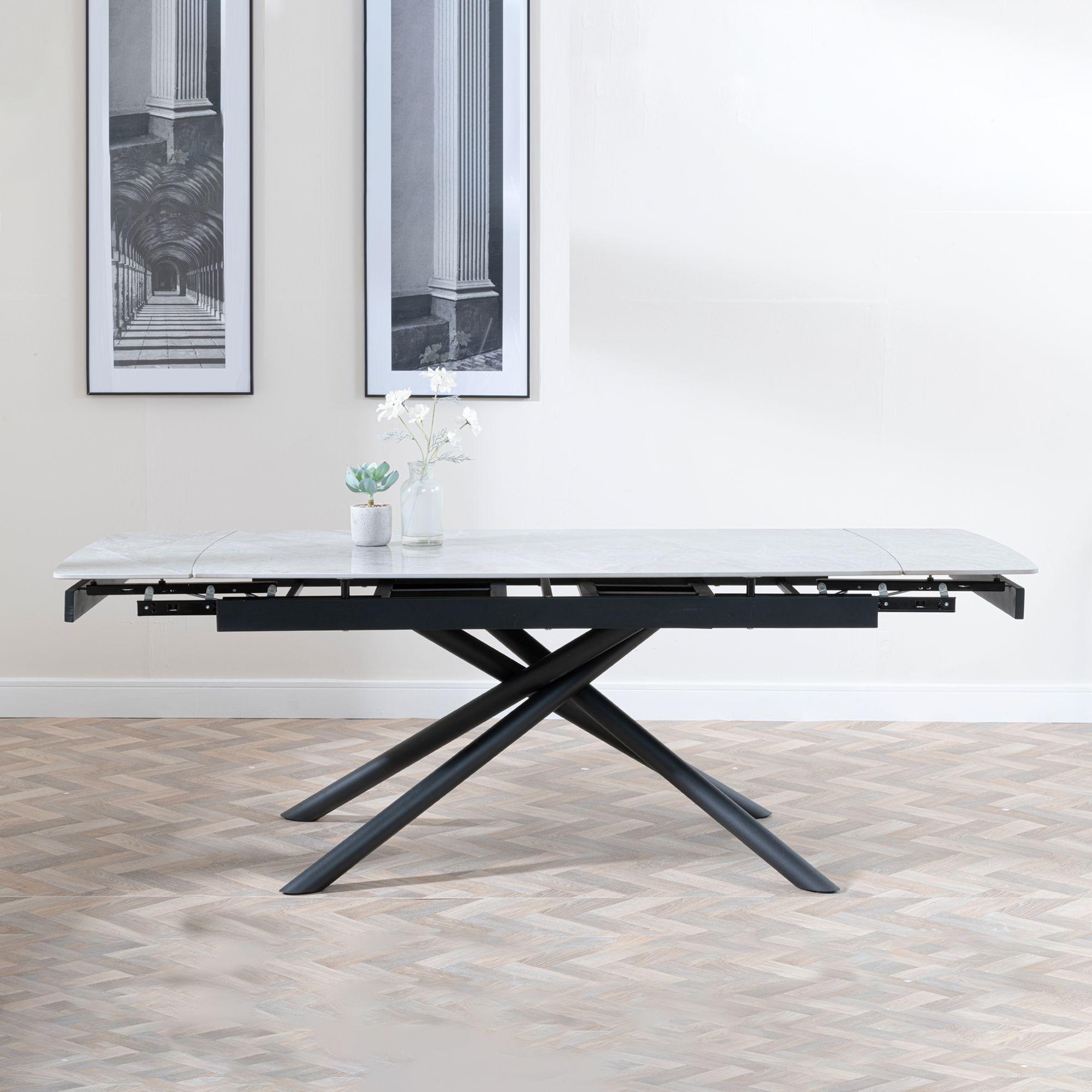 Product photograph of Apollo Grey Ceramic Extending Dining Set - Boden Green Fabric Swivel Dining Chair from Choice Furniture Superstore.