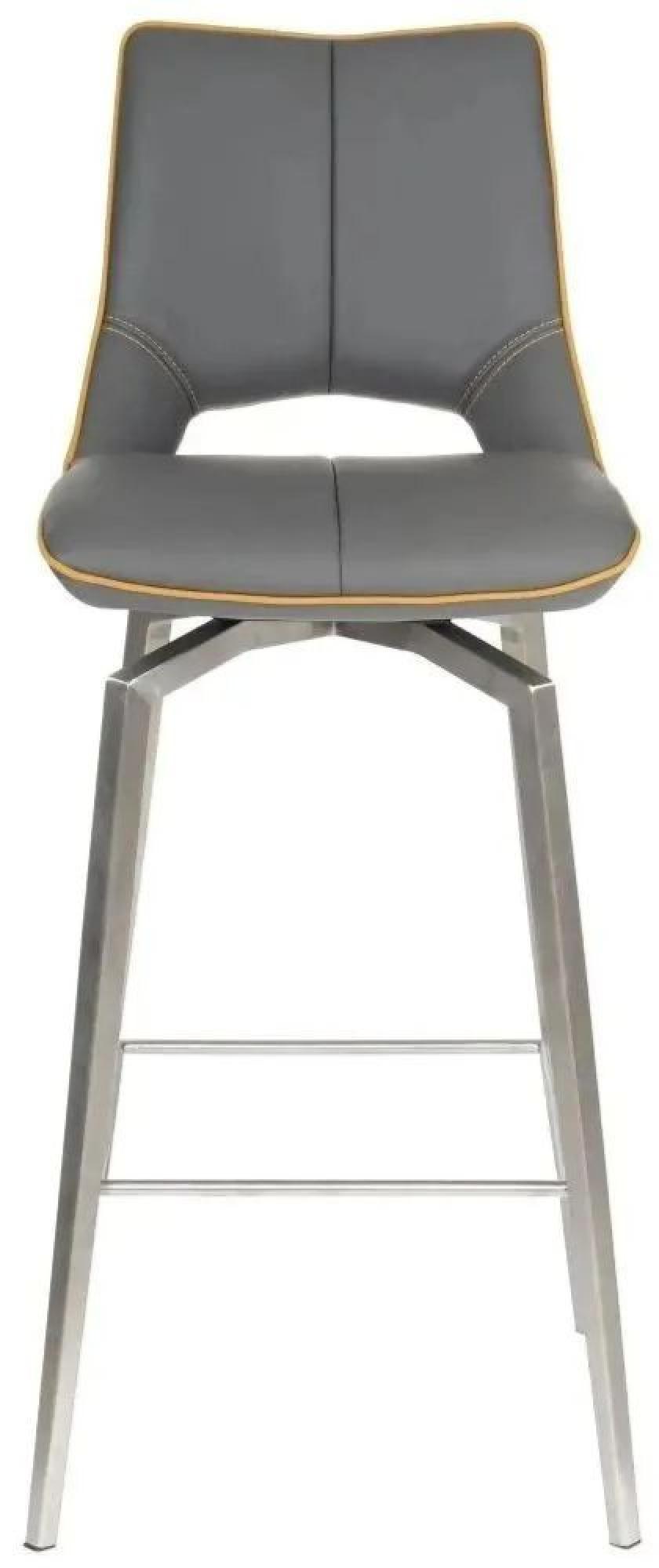 Product photograph of Clearance - Set Of 2 Mako Graphite Grey Leather Effect Swivel Barstool - Fss15922 from Choice Furniture Superstore.