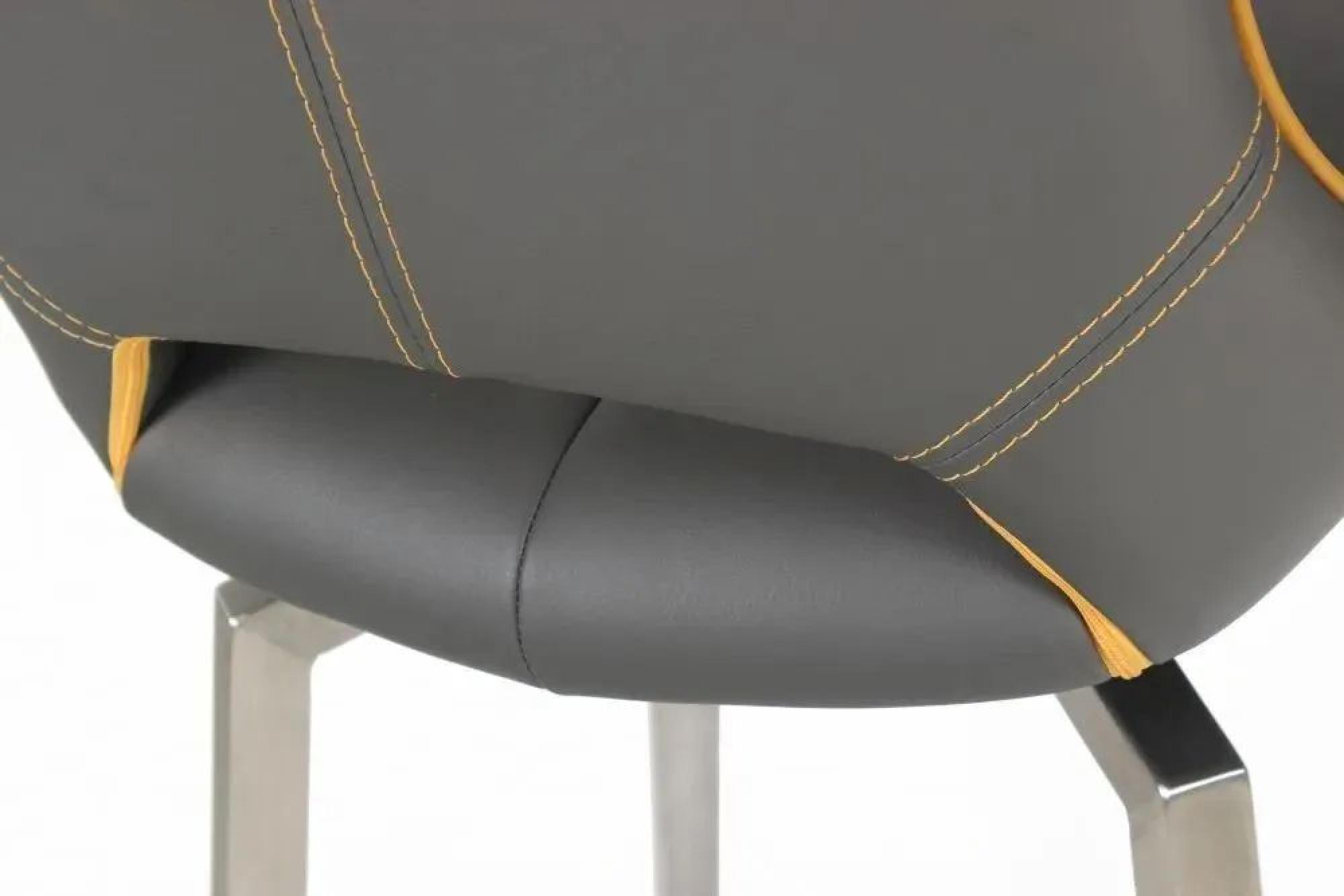 Product photograph of Clearance - Set Of 2 Mako Graphite Grey Leather Effect Swivel Barstool - Fss15922 from Choice Furniture Superstore.
