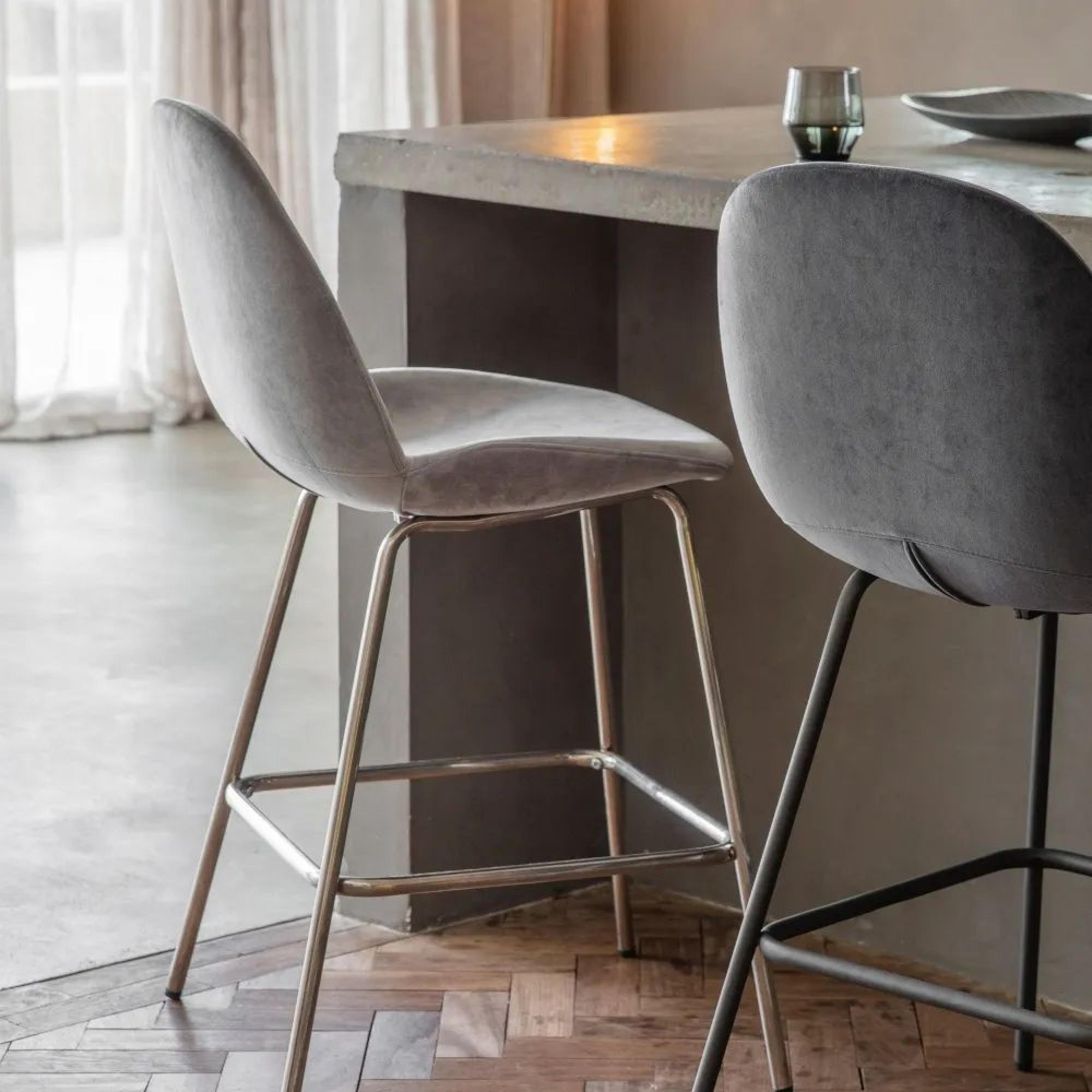 Product photograph of Clearance - 4 X Flanagan Light Grey Velvet Barstool - Fss15915 886 from Choice Furniture Superstore.