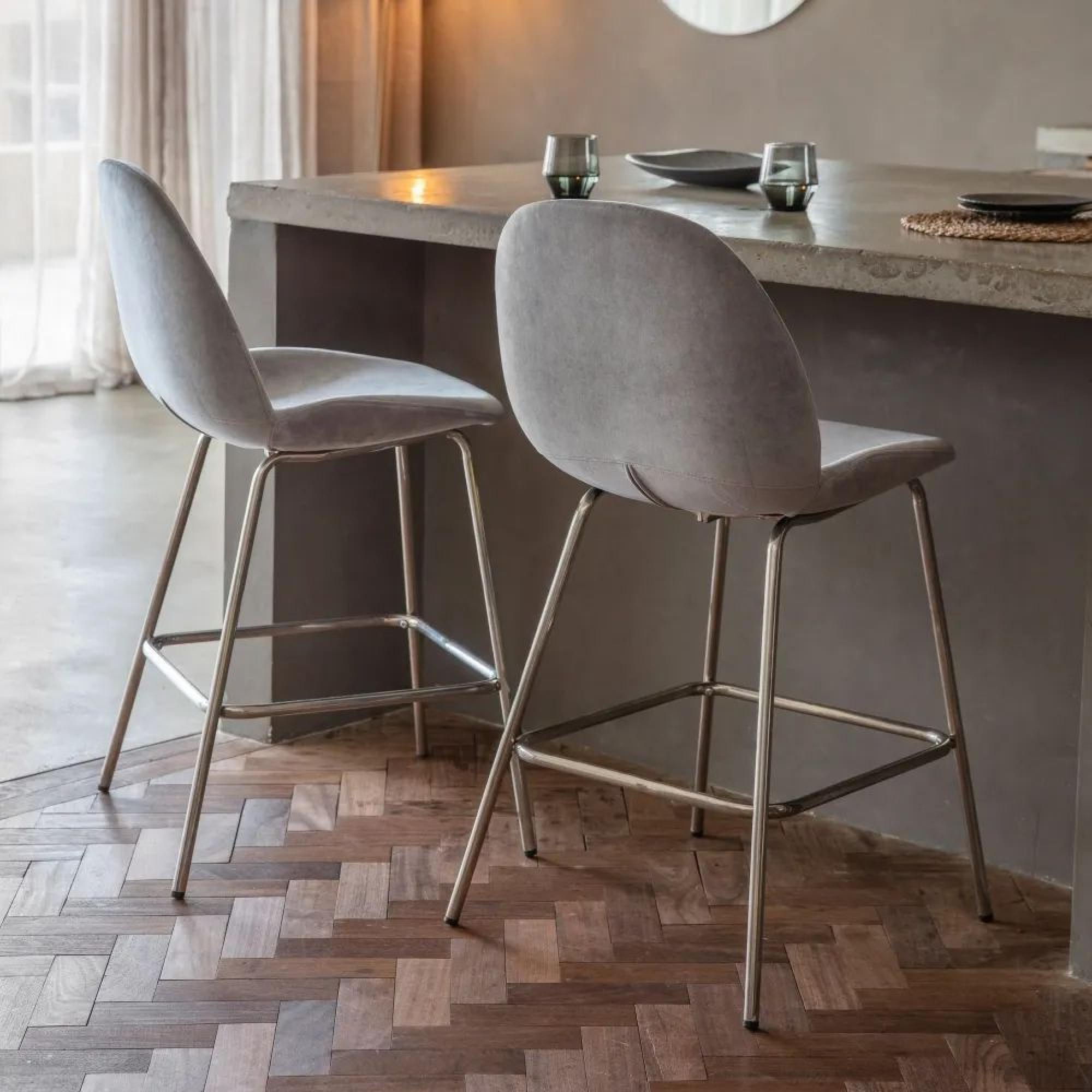 Product photograph of Clearance - 4 X Flanagan Light Grey Velvet Barstool - Fss15915 886 from Choice Furniture Superstore.