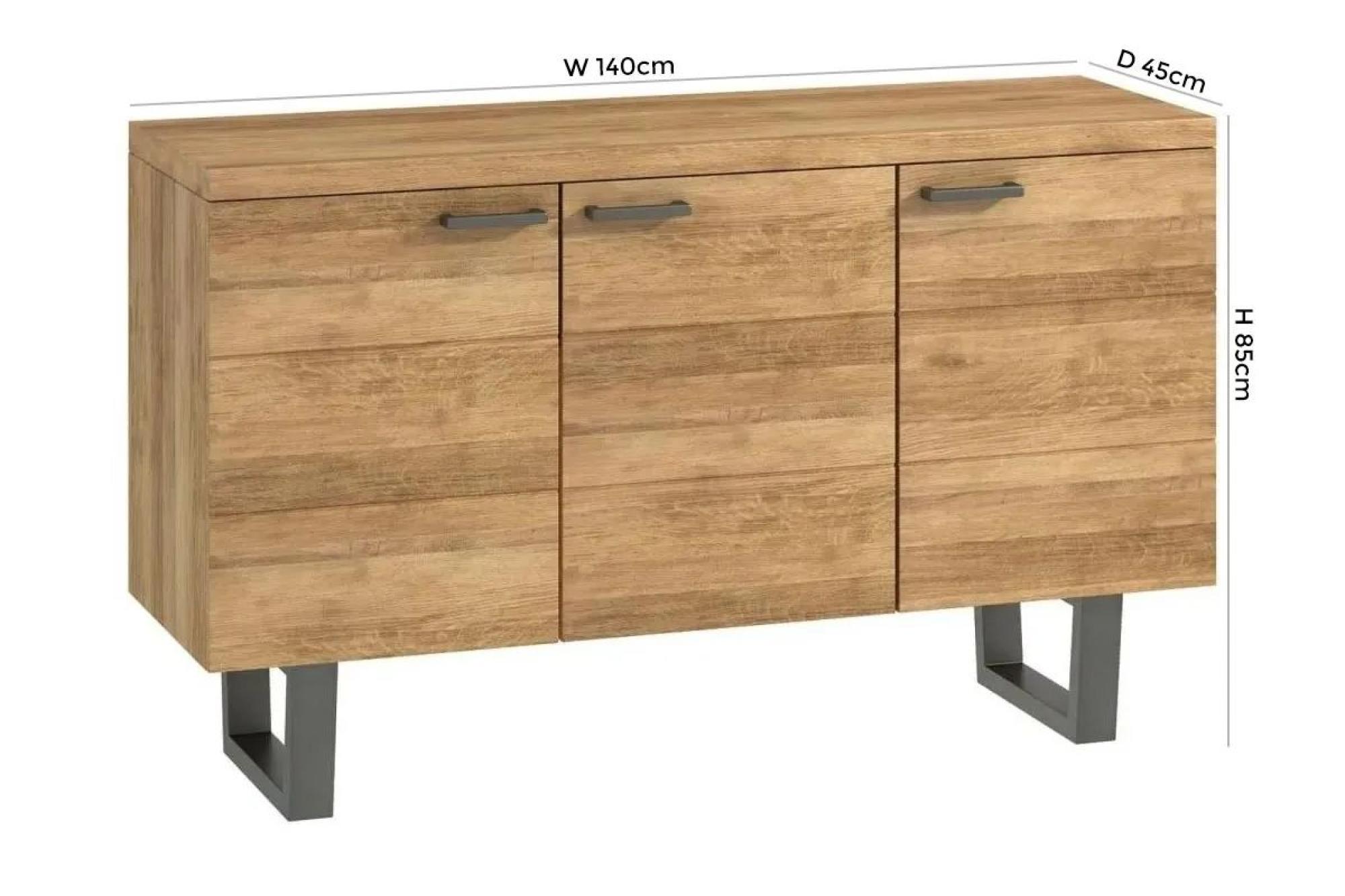 Product photograph of Clearance - Fusion Oak 140cm Medium 3 Door Sideboard - Fss15905 from Choice Furniture Superstore.
