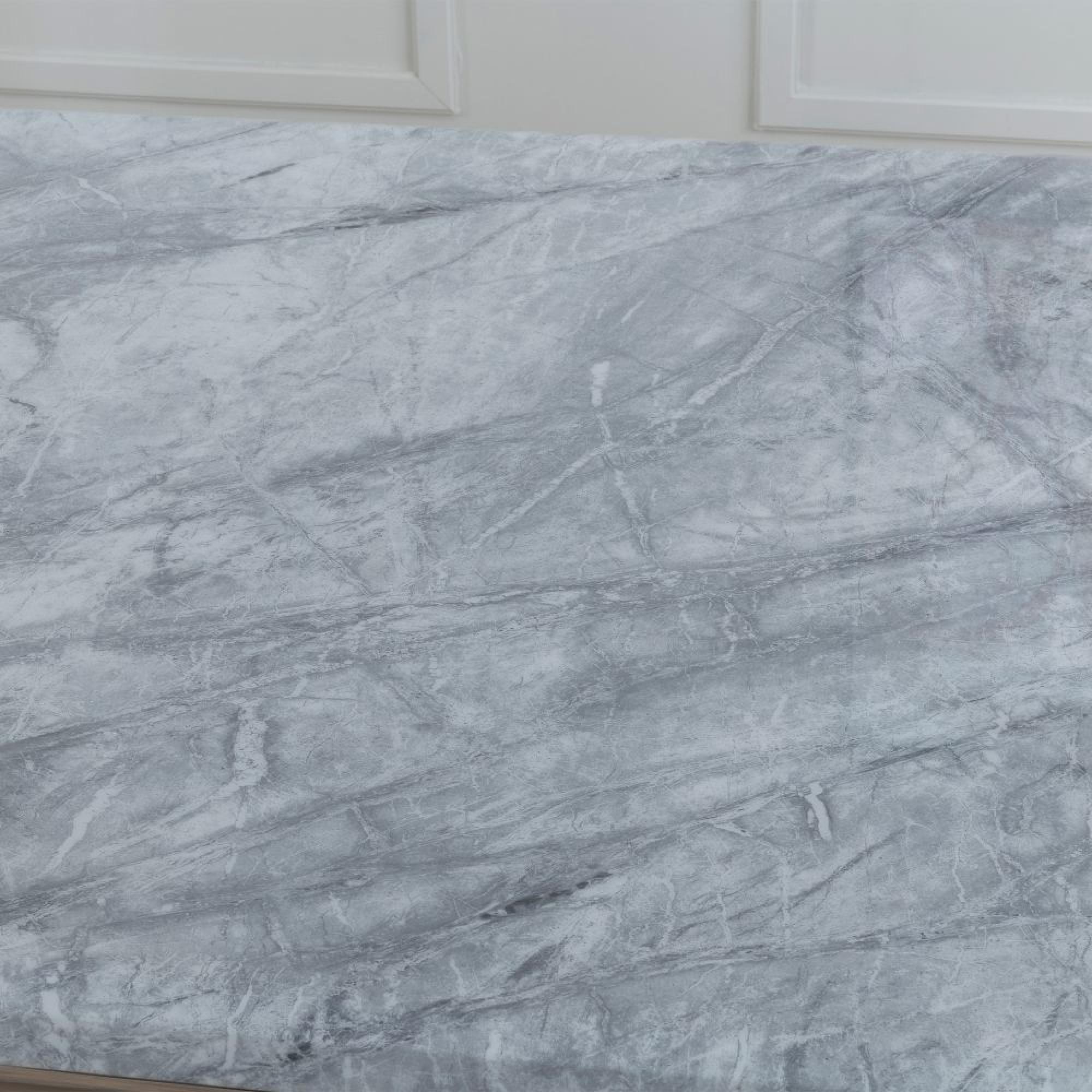 Product photograph of Glacier Grey Marble And Chrome Dining Set - Bianco Grey Faux Leather Dining Chair from Choice Furniture Superstore.