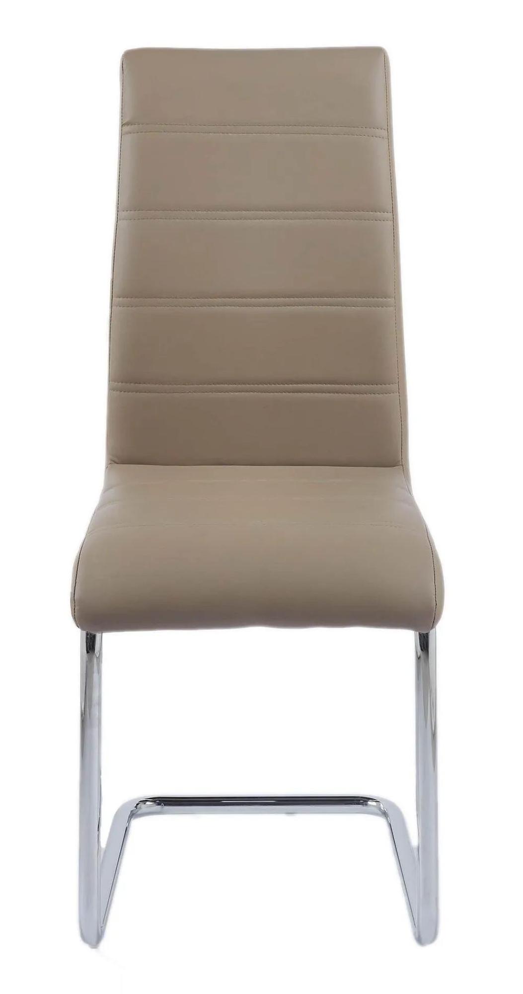 Product photograph of Carrera 4 Seater White Marble Round Dining Set - 4 Roma Beige Faux Leather Dining Chair from Choice Furniture Superstore.