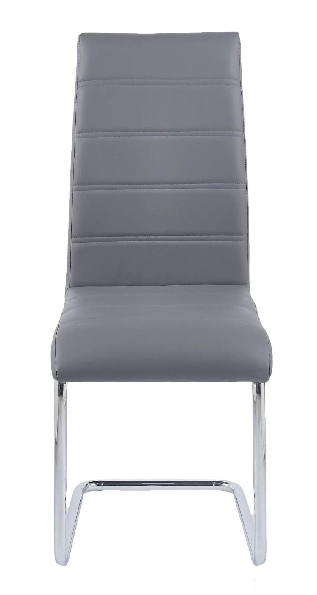 Product photograph of Carrera 4 Seater White Marble Round Dining Set - 4 Roma Grey Faux Leather Dining Chair from Choice Furniture Superstore.