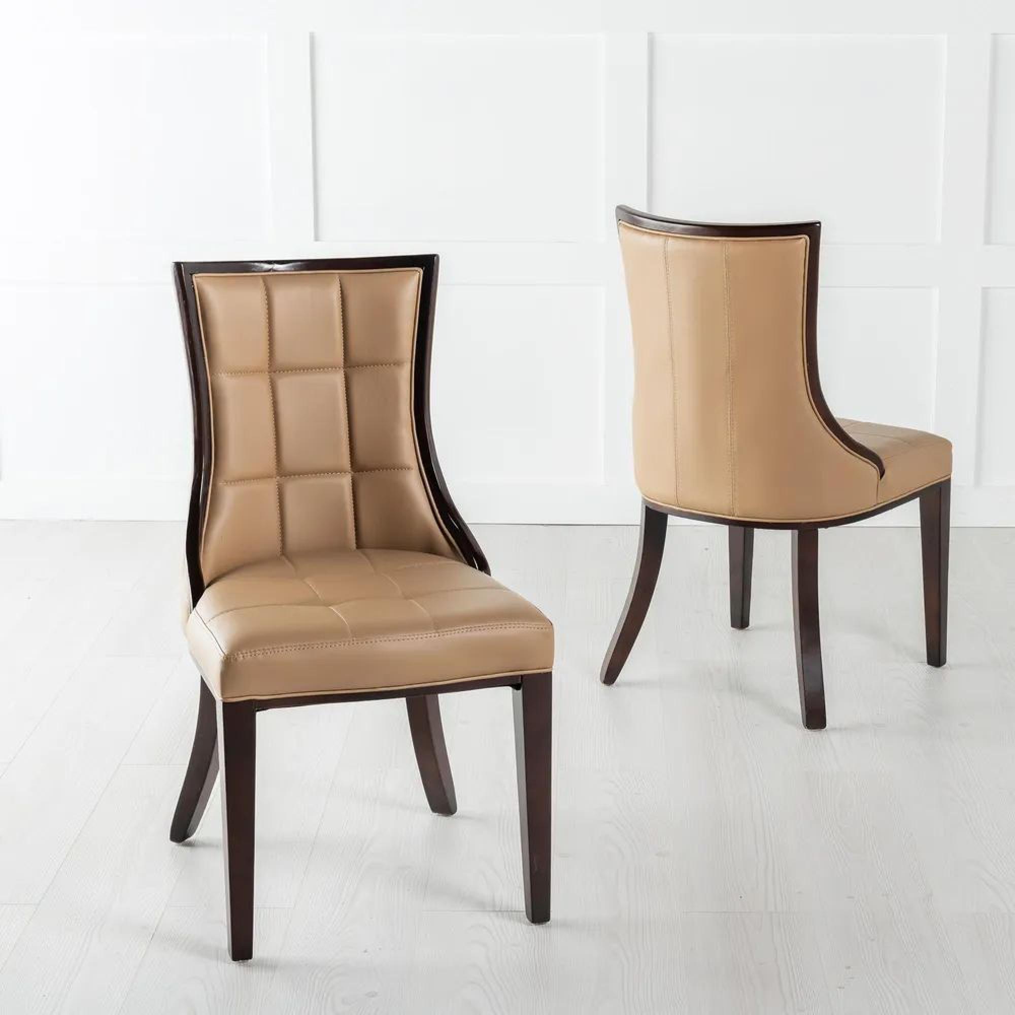 Product photograph of Carrera 4 Seater White Marble Round Dining Set - 4 Paris Taupe Leather Dining Chair With Brown Legs from Choice Furniture Superstore.