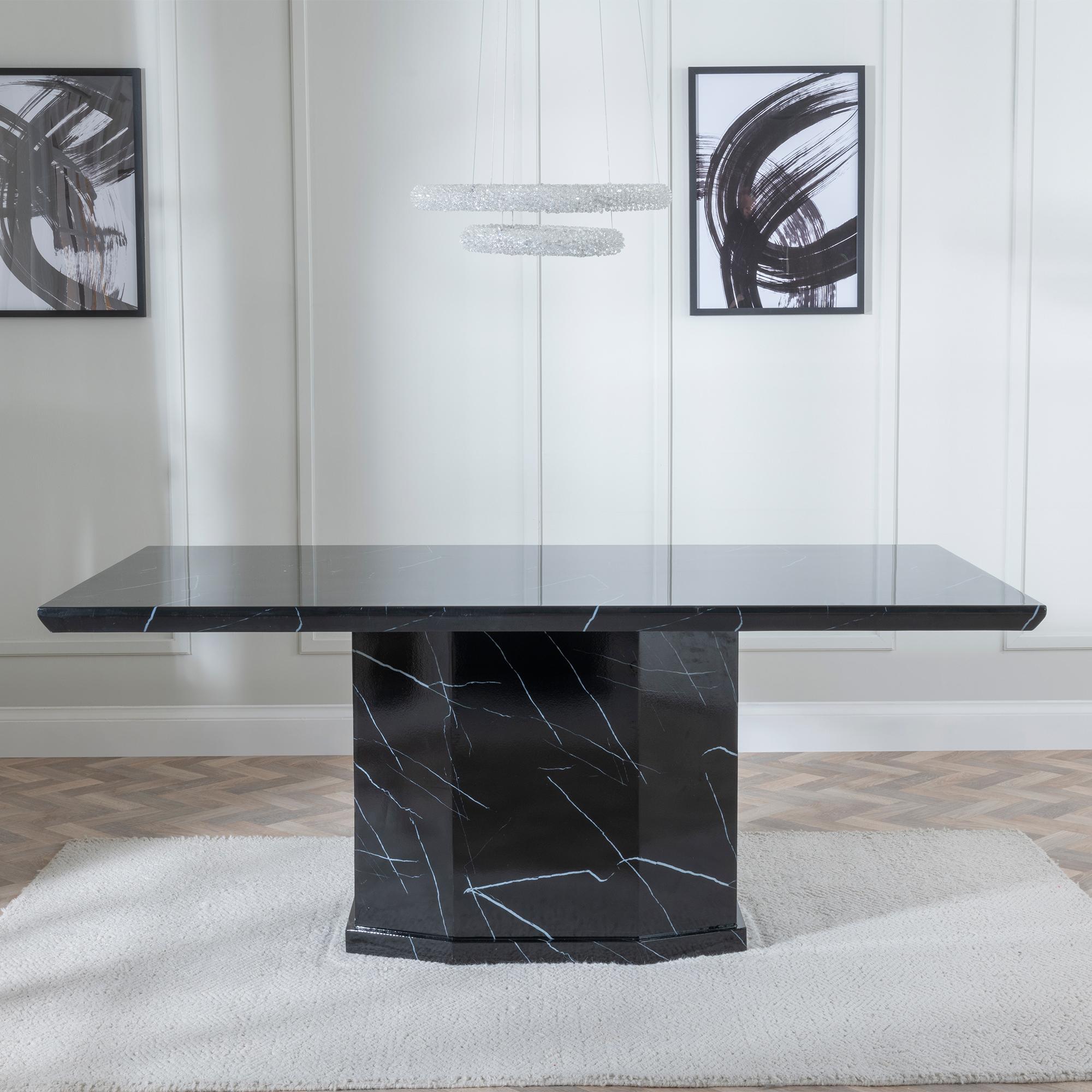 Product photograph of Naples Black Marble Dining Set - Roma Black Faux Leather Dining Chair from Choice Furniture Superstore.