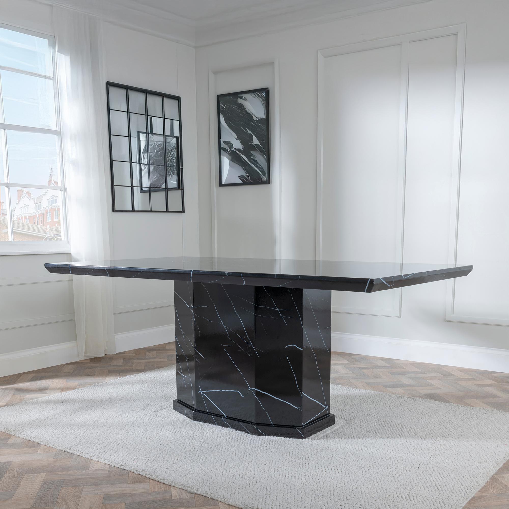 Product photograph of Naples Black Marble Dining Set - Carmela Cream Leather Dining Chair from Choice Furniture Superstore.