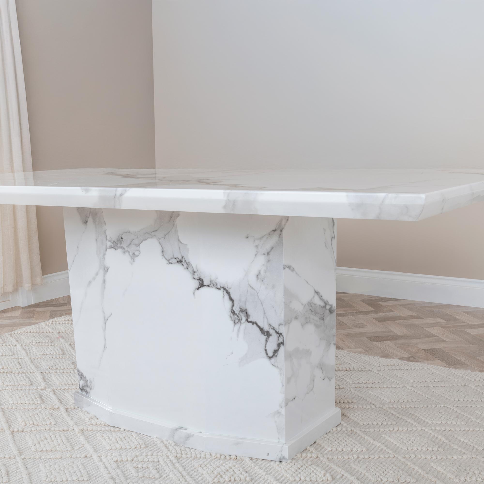 Product photograph of Naples White Marble Dining Set - Cadiz White Leather Dining Chair from Choice Furniture Superstore.