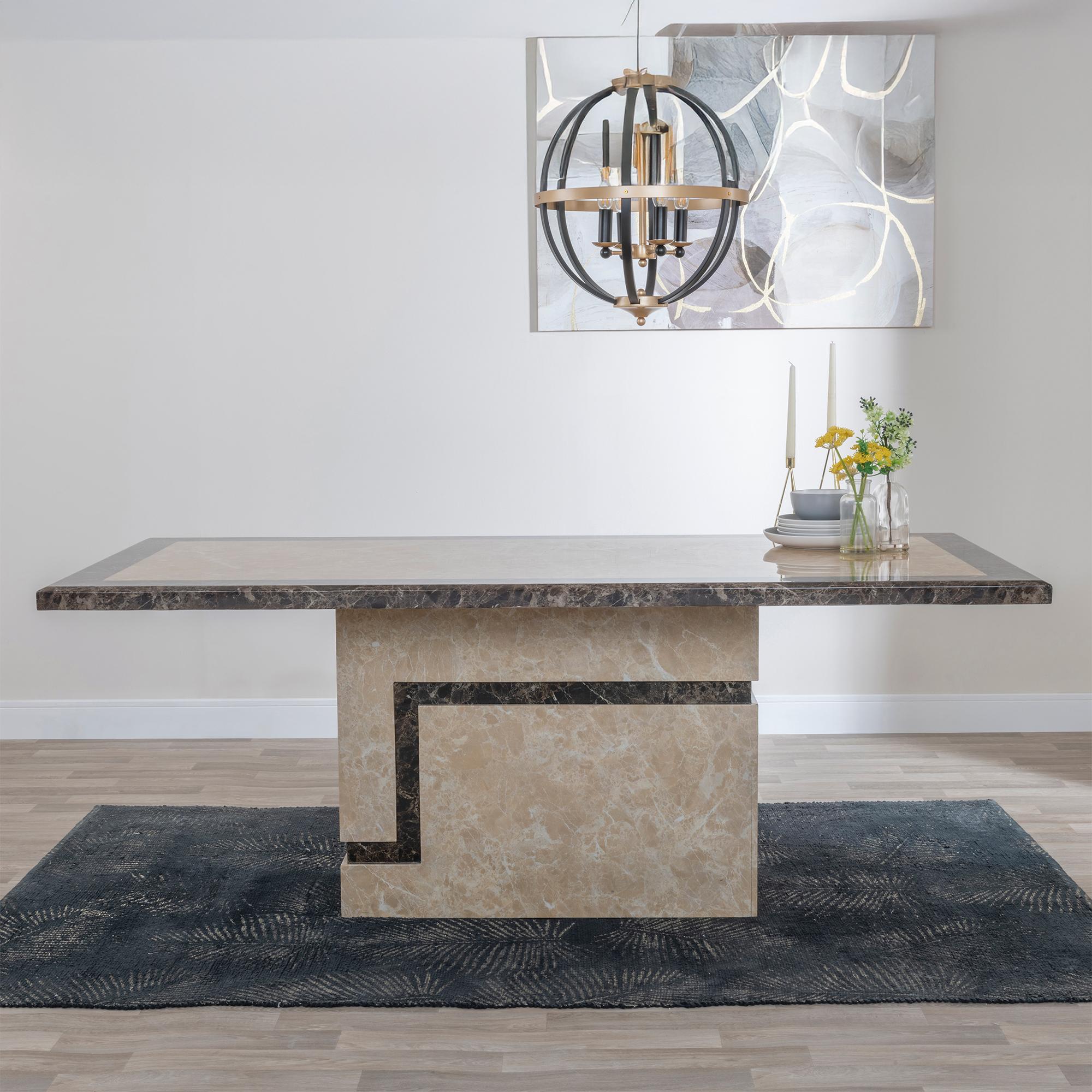 Product photograph of Venice Cream Marble Dining Set - Mimi Grey Leather Dining Chair from Choice Furniture Superstore.