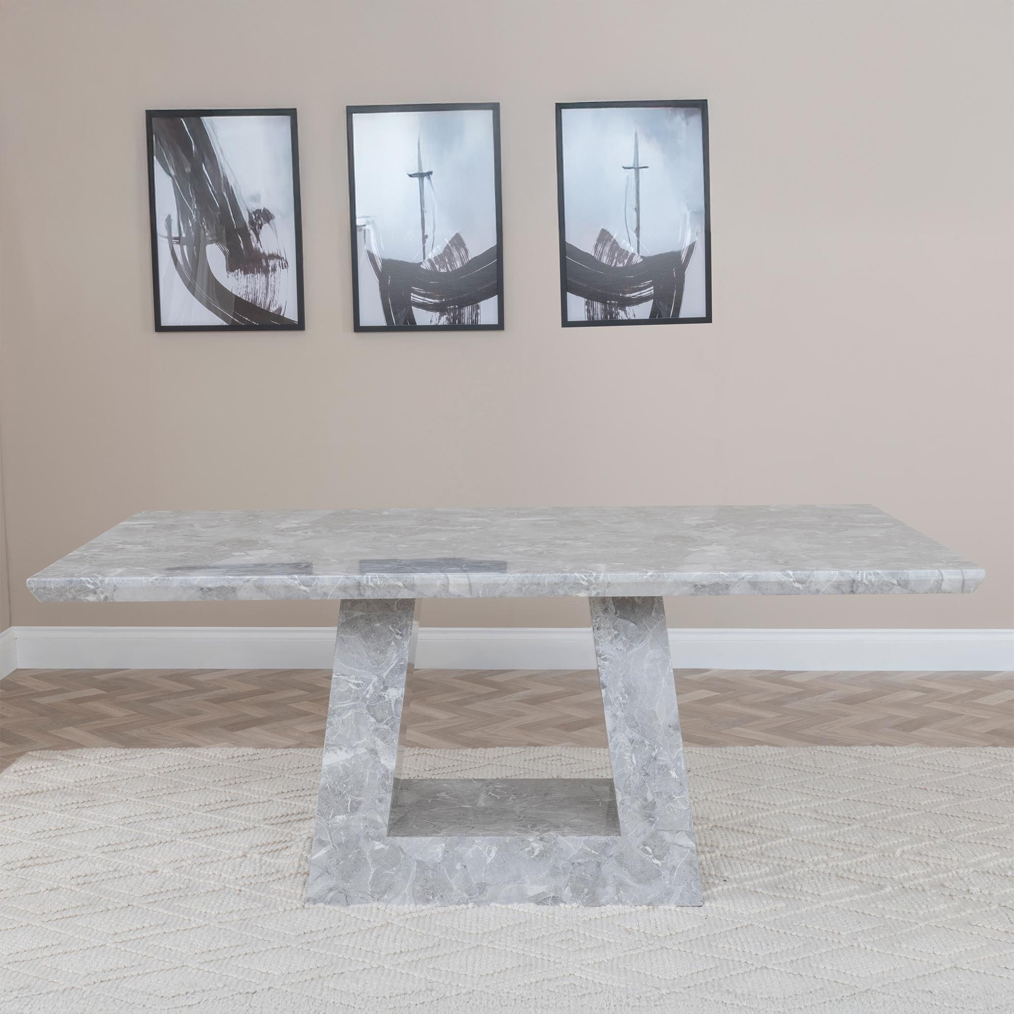 Product photograph of Milan Grey Marble Dining Set - Carmela Black Leather Dining Chair from Choice Furniture Superstore.