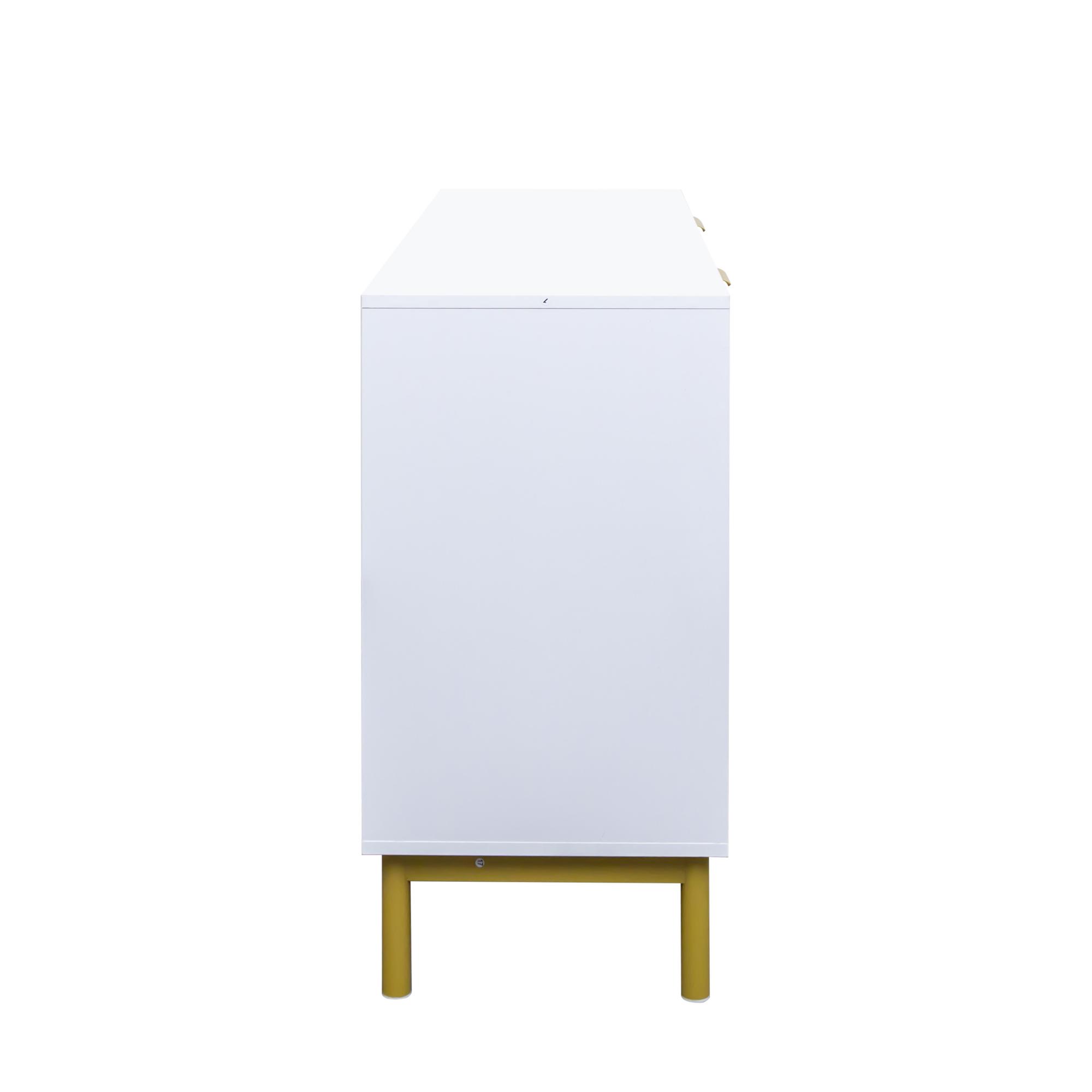 Product photograph of Ridged White And Gold 6 Drawer Wide Chest from Choice Furniture Superstore.