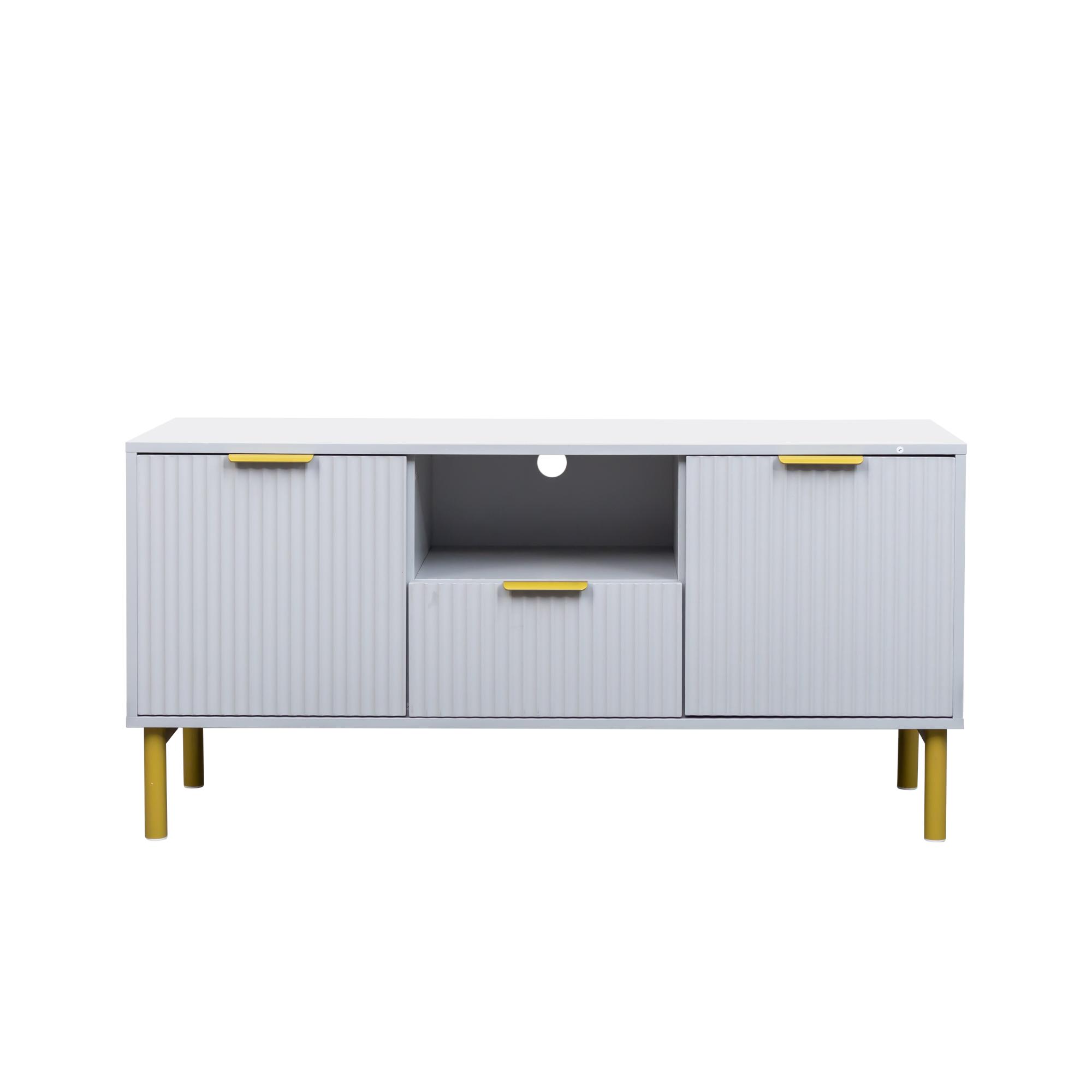 Product photograph of Ridged Grey And Gold Storage Tv Unit from Choice Furniture Superstore.