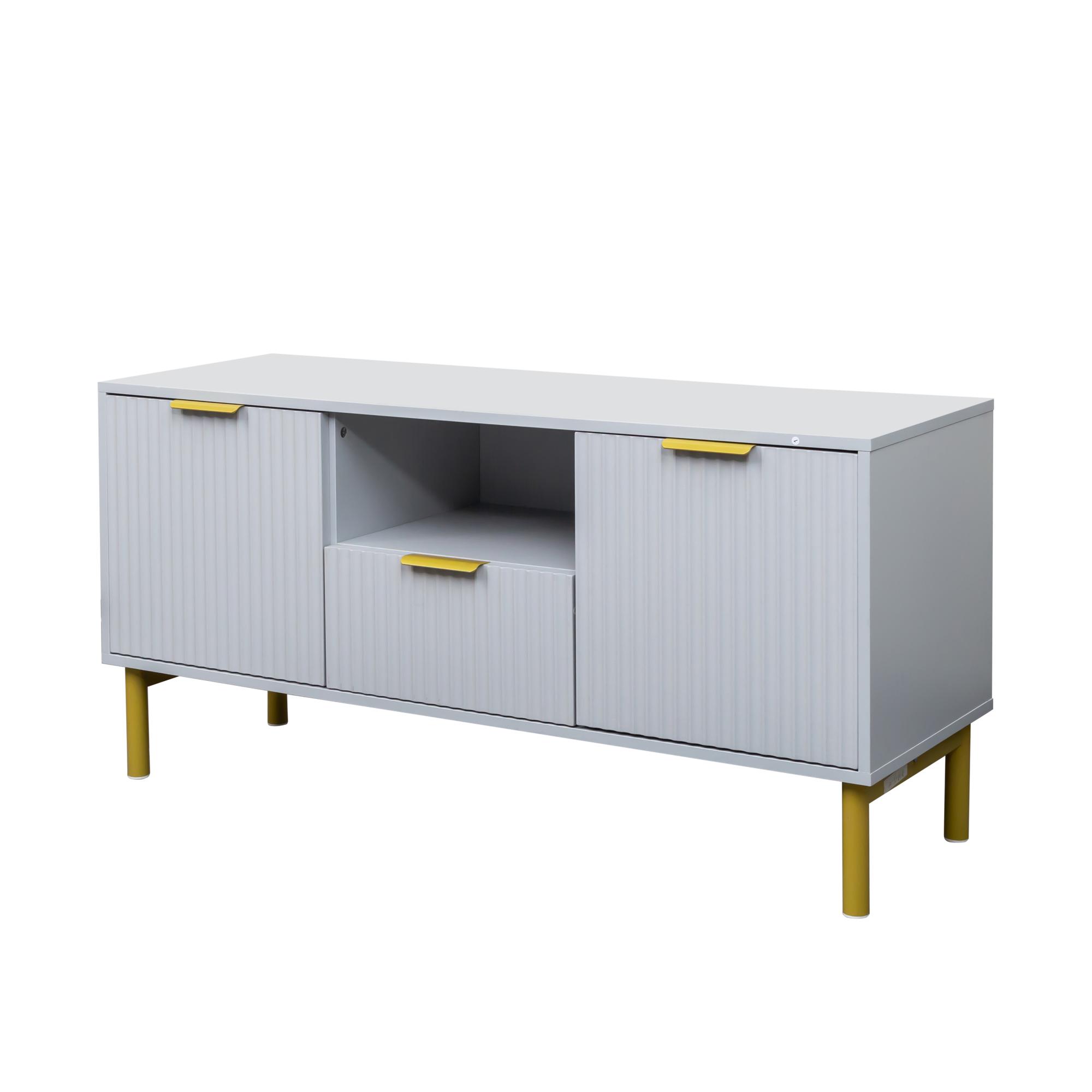 Product photograph of Ridged Grey And Gold Storage Tv Unit from Choice Furniture Superstore.