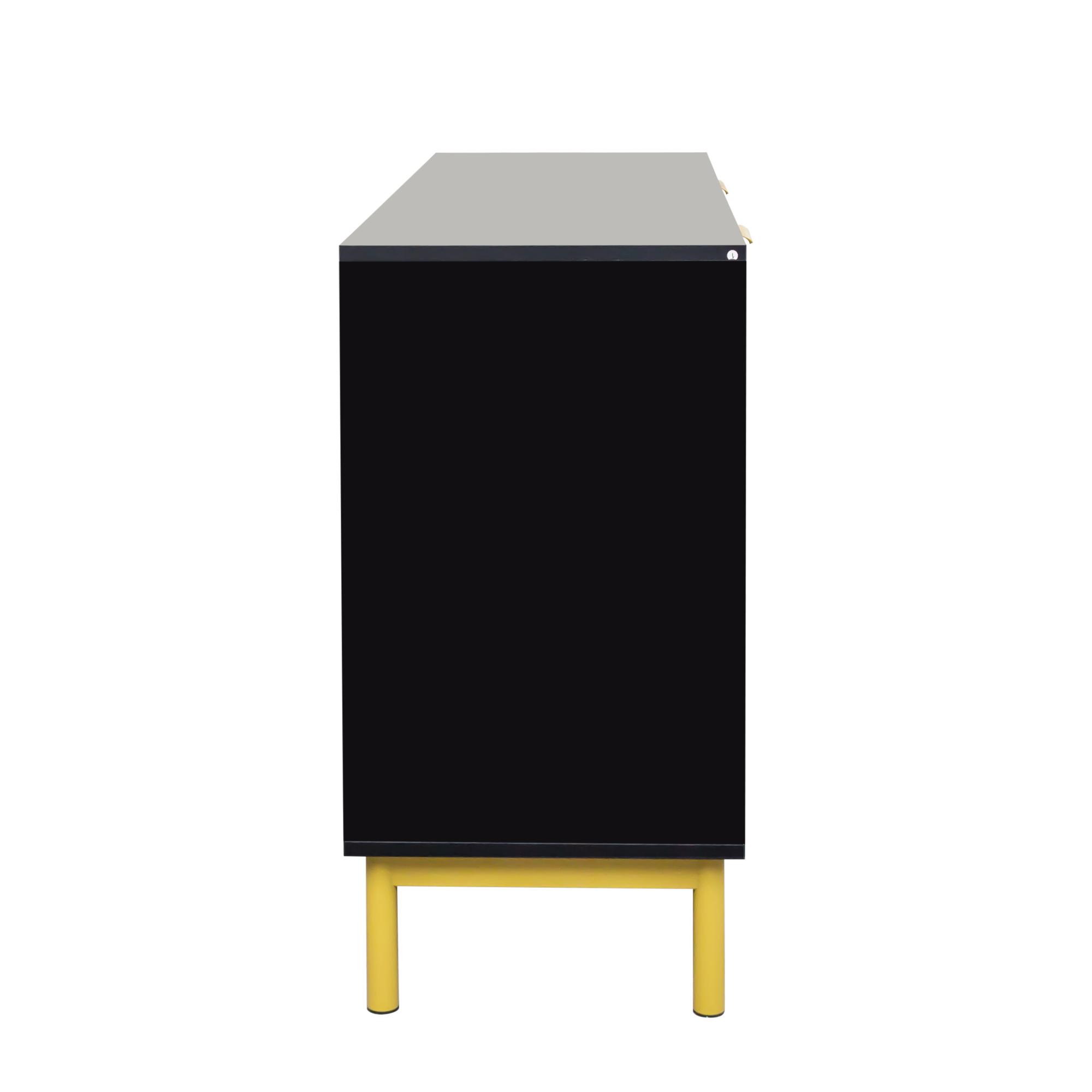 Product photograph of Ridged Black And Gold 6 Drawer Wide Chest from Choice Furniture Superstore.