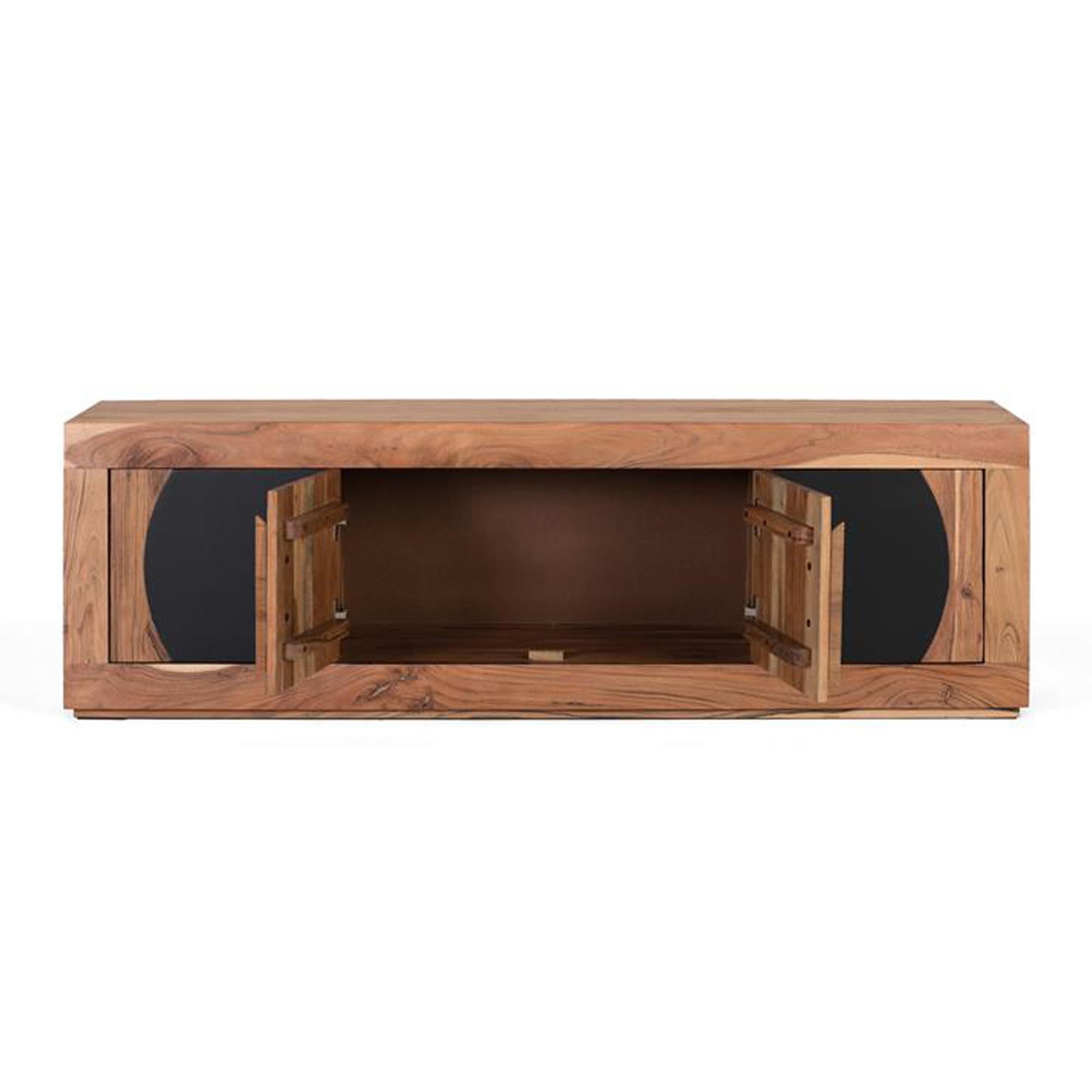 Product photograph of Braylee Acacia Wood Natural And Black Storage Tv Unit from Choice Furniture Superstore.
