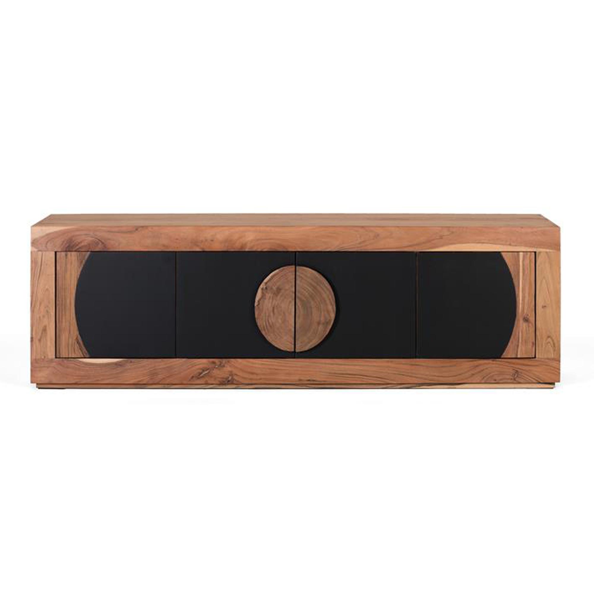 Product photograph of Braylee Acacia Wood Natural And Black Storage Tv Unit from Choice Furniture Superstore.