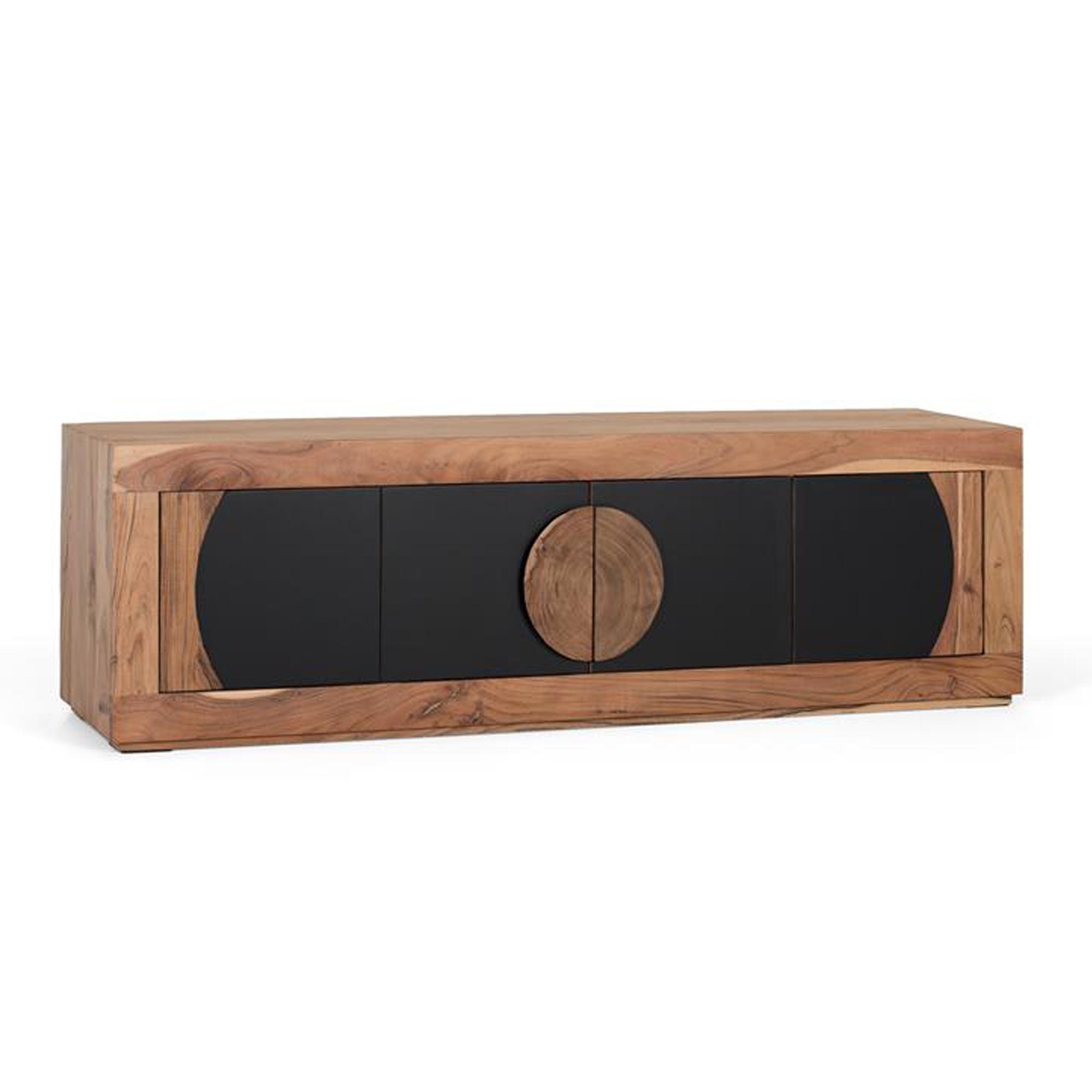 Product photograph of Braylee Acacia Wood Natural And Black Storage Tv Unit from Choice Furniture Superstore.