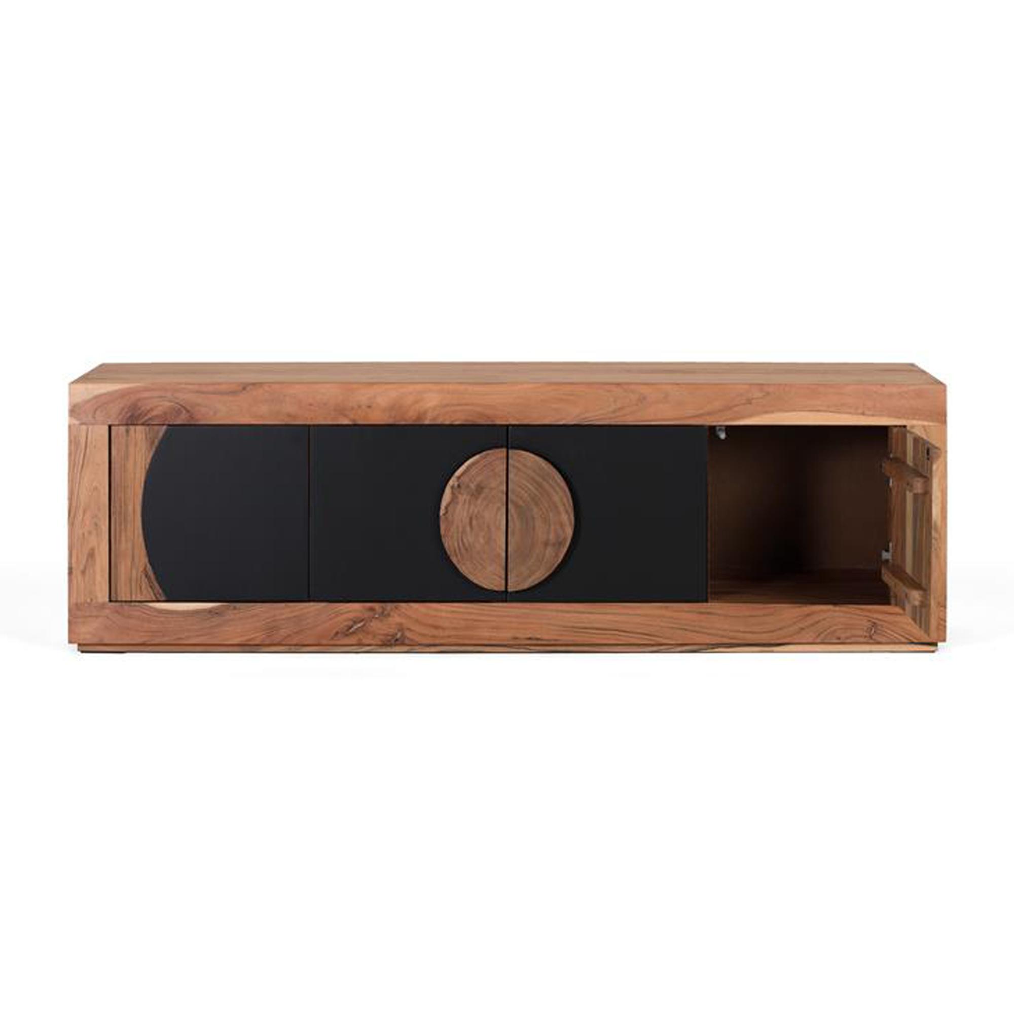 Product photograph of Braylee Acacia Wood Natural And Black Storage Tv Unit from Choice Furniture Superstore.