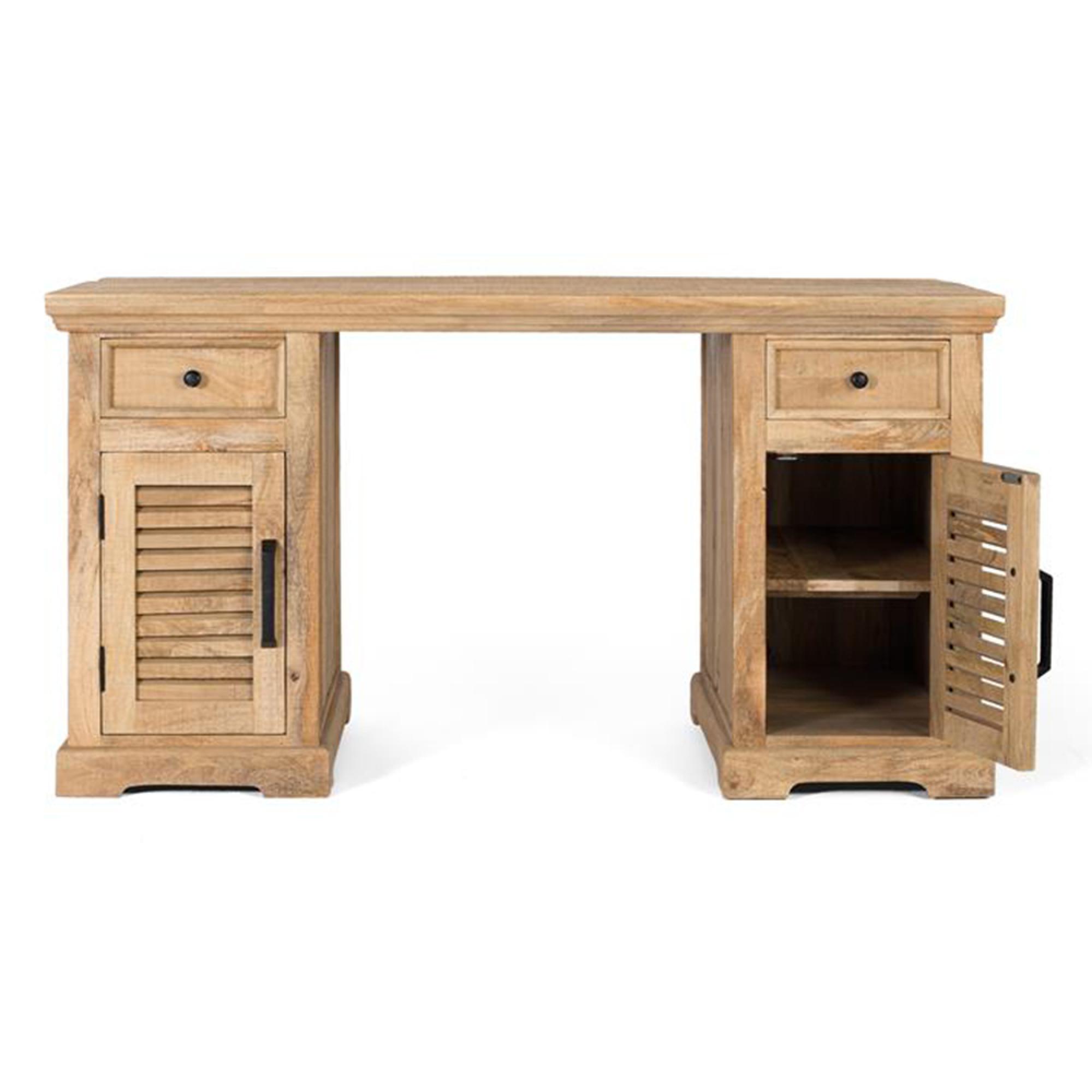 Product photograph of Jaylene Mango Wood Double Pedestal Desk from Choice Furniture Superstore.