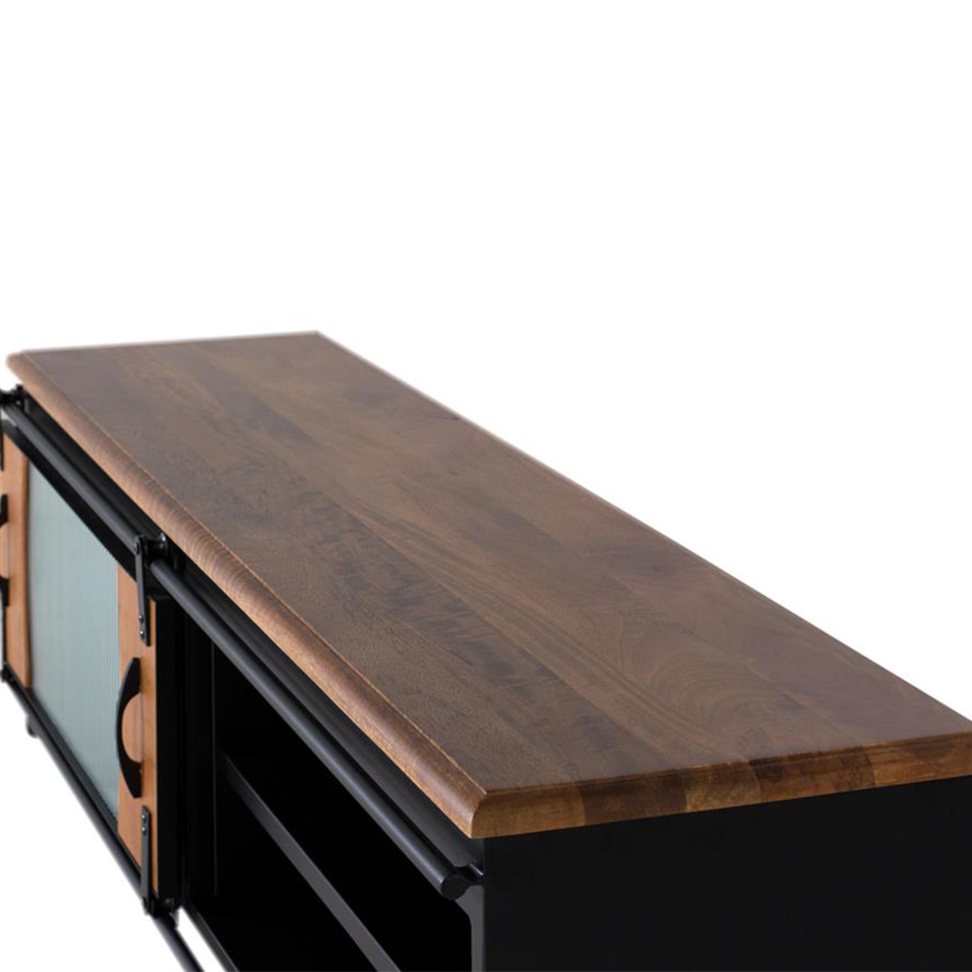 Product photograph of Ballinger Industrial Mango Wood And Metal Storage Tv Unit from Choice Furniture Superstore.