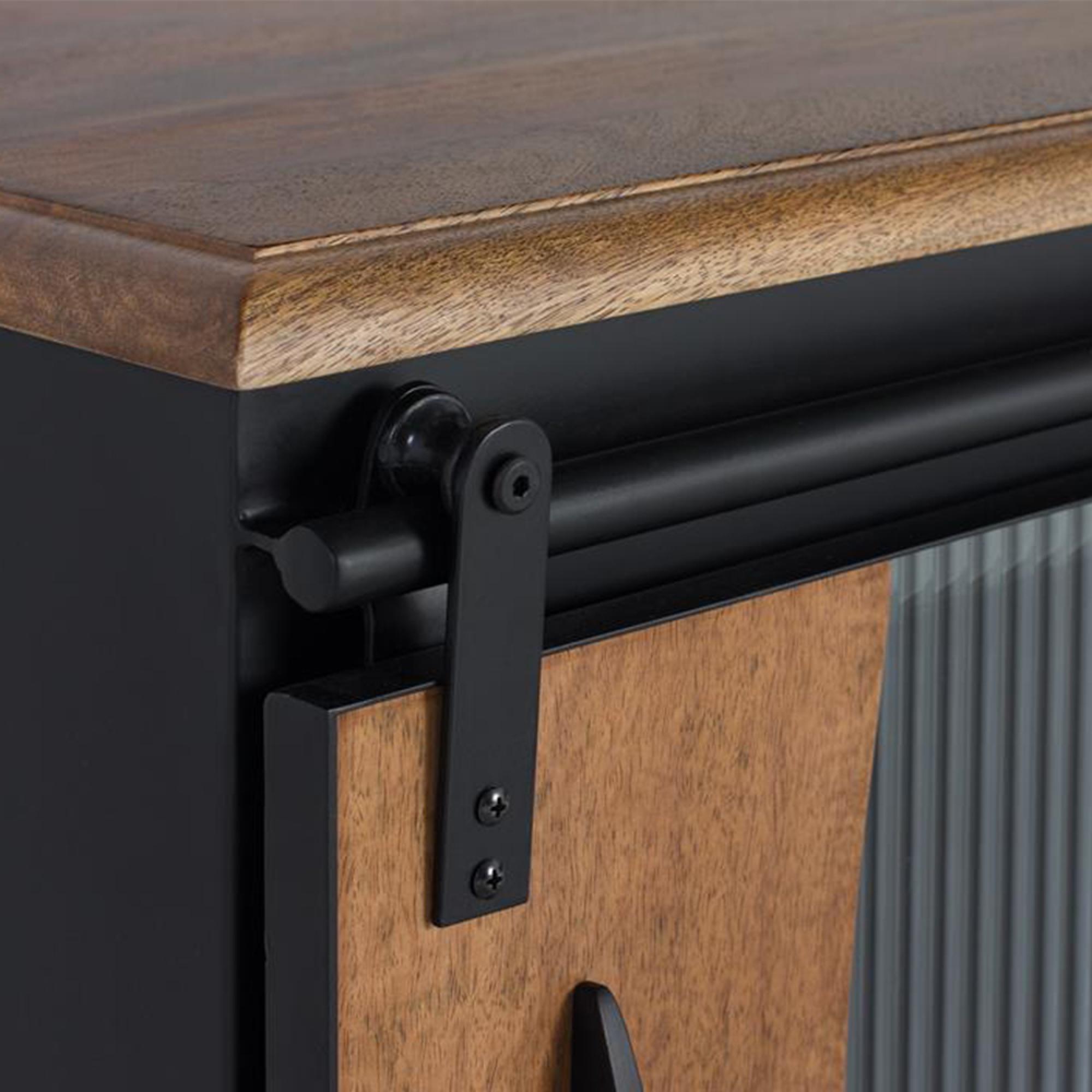 Product photograph of Ballinger Industrial Mango Wood And Metal Storage Tv Unit from Choice Furniture Superstore.