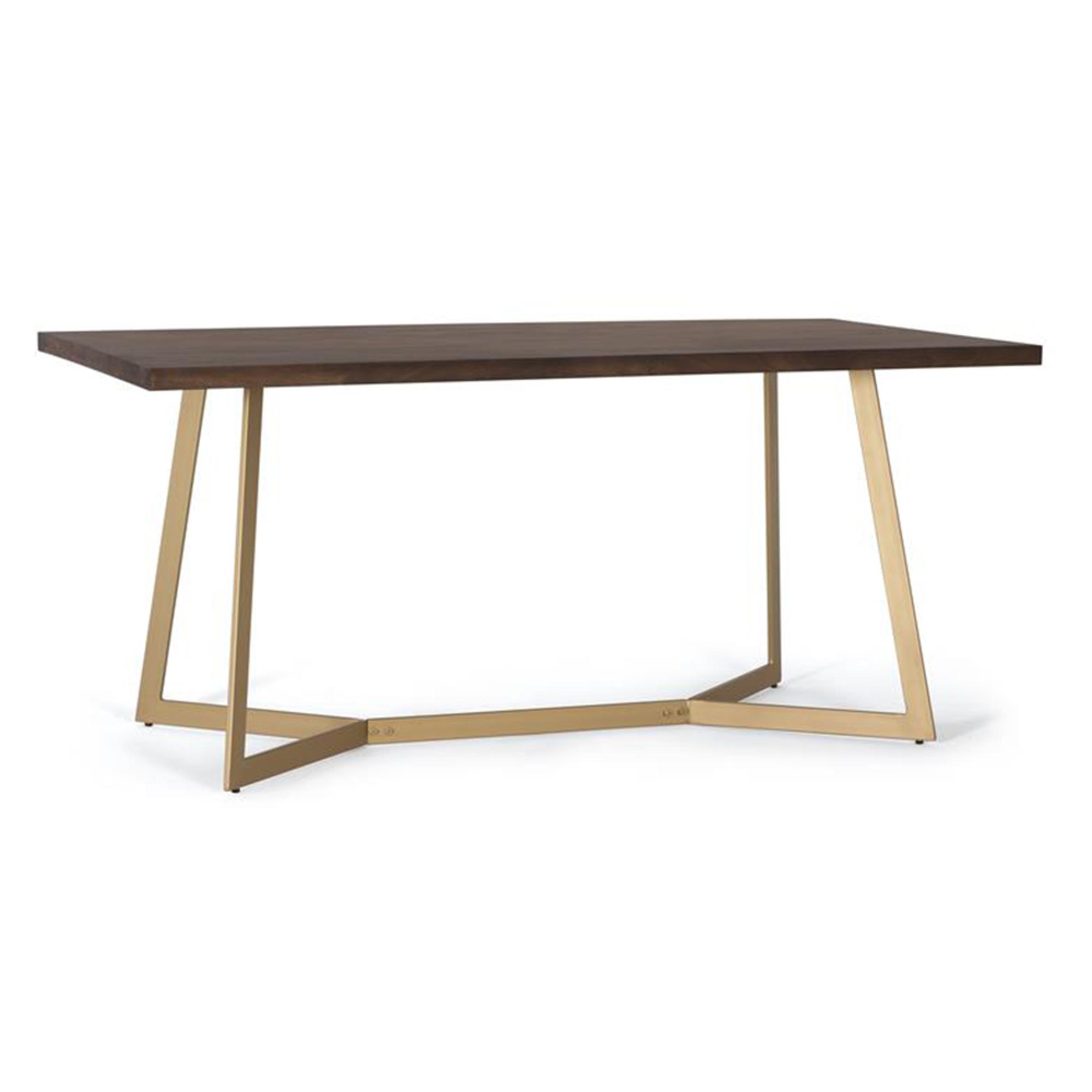 Product photograph of Royersford Mango Wood And Gold Metal 6 Seater Dining Table from Choice Furniture Superstore.