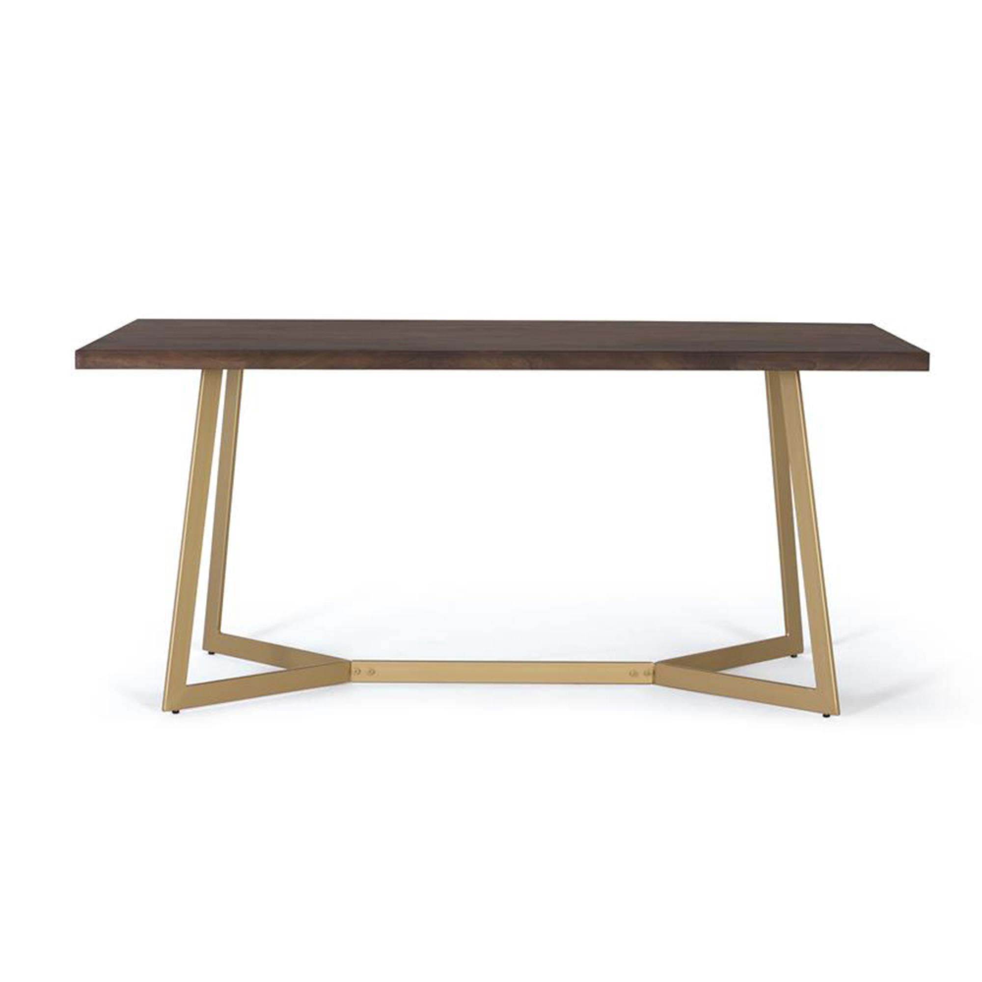 Product photograph of Royersford Mango Wood And Gold Metal 6 Seater Dining Table from Choice Furniture Superstore.