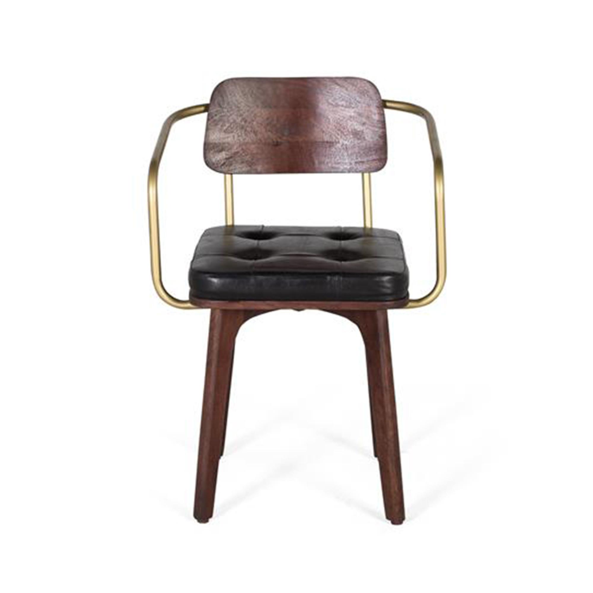 Product photograph of Set Of 2 Royersford Mango Wood And Black Leather Padded Dining Armchair from Choice Furniture Superstore.
